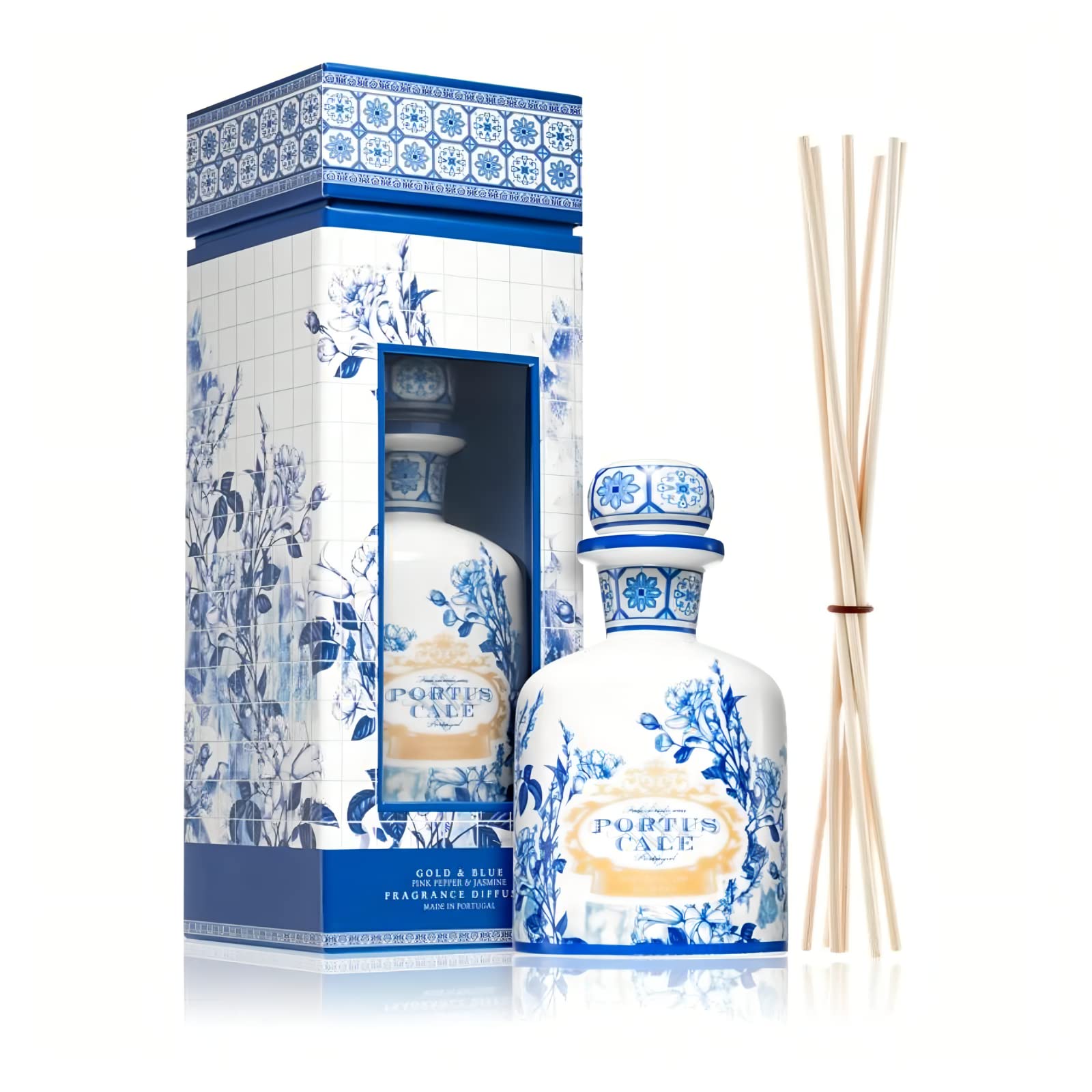 Portus Cale Gold and Blue Essential Oil Diffuser 250ml - Aromatherapy Humidifier for Home, Office, Yoga & Spa Relaxation
