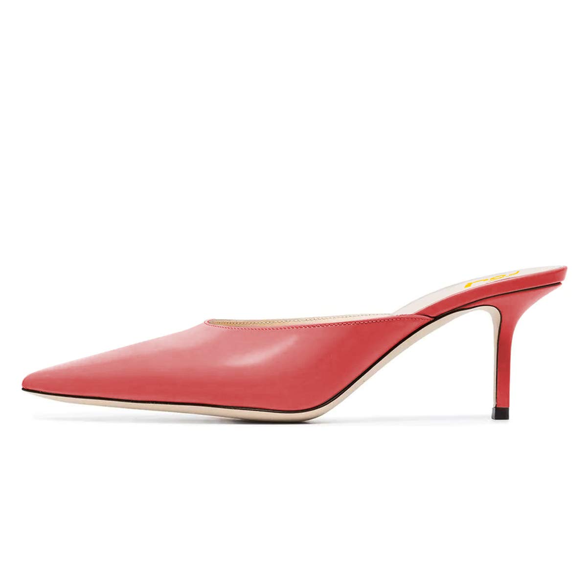 FSJ Women's Slip On Mid Heel Mules - Pointed Toe Dress Sandals & Slides for Women (US Size 4-15) - Perfect for Office, Party & Evening Wear