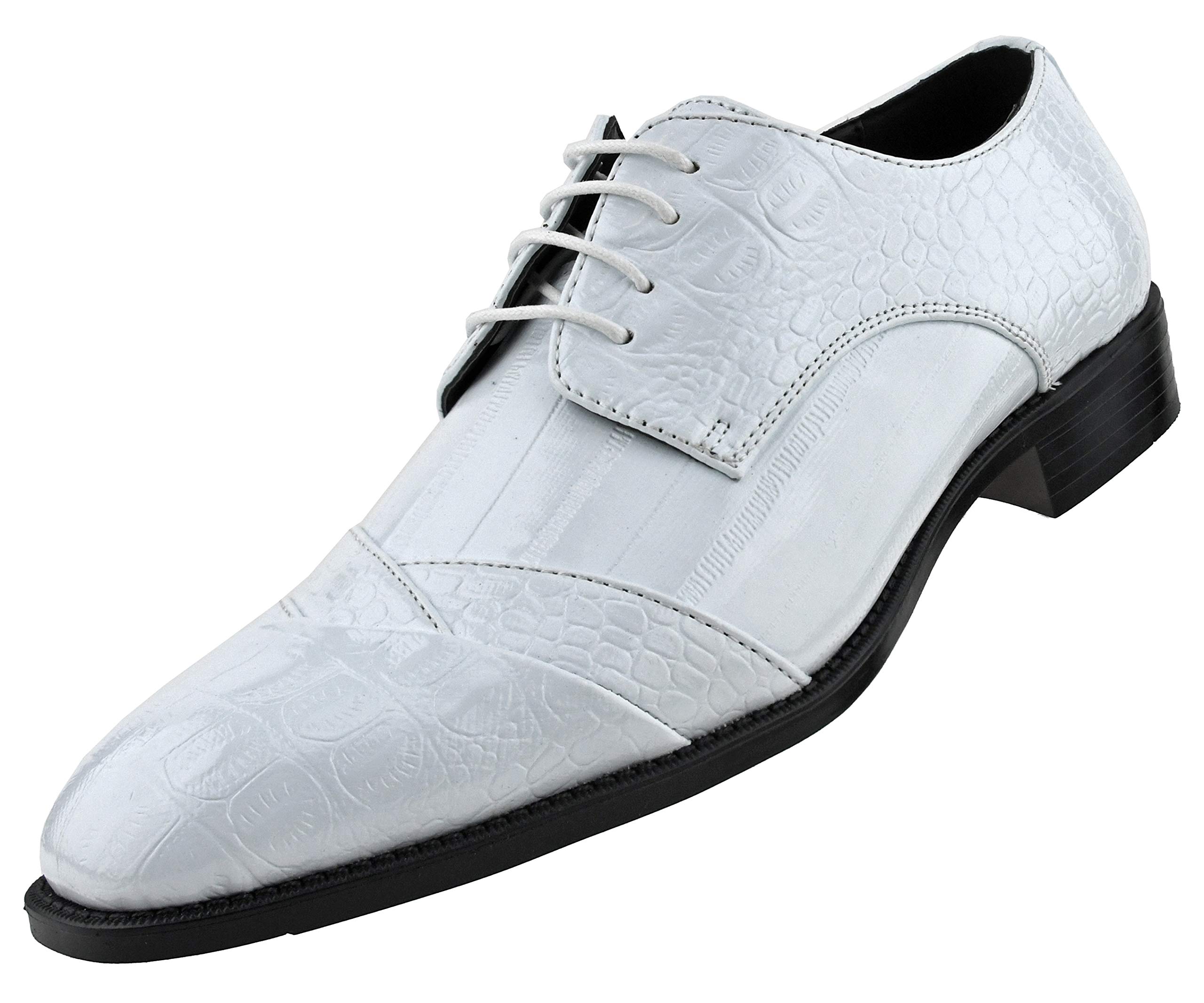 Bolano Bandit Men's Cap Toe Oxford Dress Shoes - Genuine Leather Formal Shoes with Alligator Print & Croc Folded Design - Perfect for Business, Weddings & Special Occasions