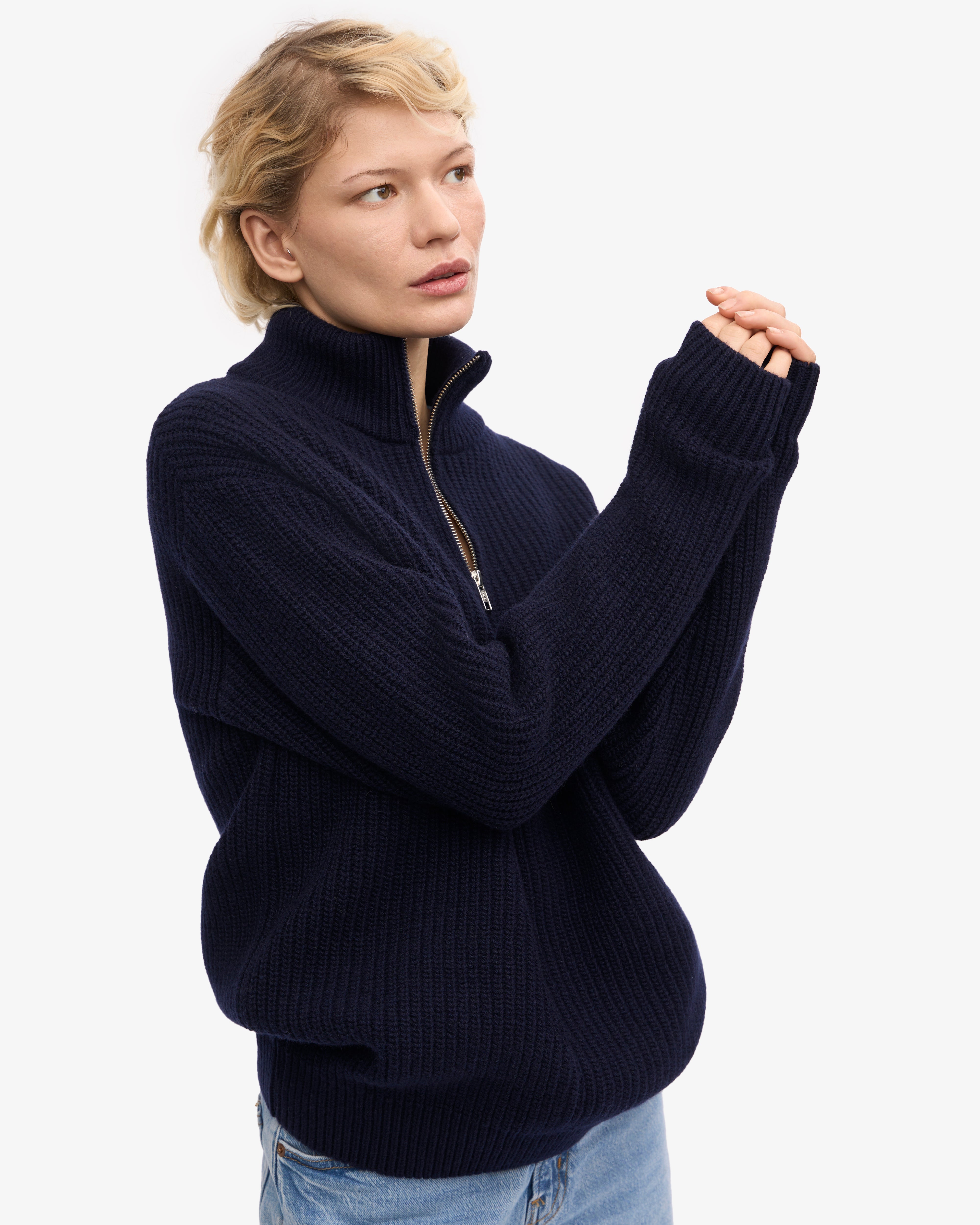 Premium Merino Wool Quarter Zip Sweater for Men - Navy Blue | Soft & Warm Layering for Outdoor Adventures & Casual Wear