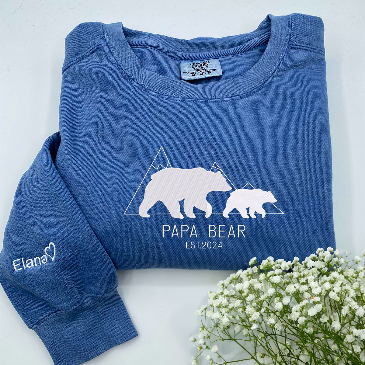 Custom Comfort Color® Embroidered Papa Bear T-Shirt - Soft Cotton Casual Wear for Dads, Gifts & Family Outings