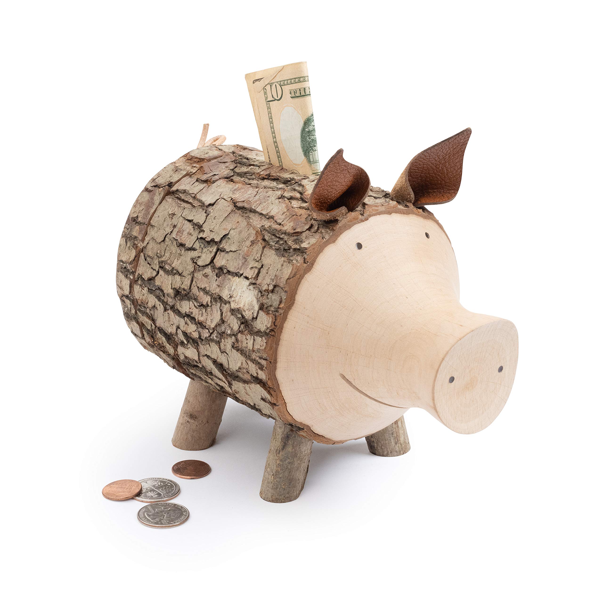 Wooden Piggy Bank - Adorable Forest-Themed Coin Holder for Kids & Adults - Handcrafted Wood Money Box for Savings - Perfect as Nursery Decor, Children's Gift, or Home Office Piggy Jar - Ideal for Birthday Presents, Piggy Bank Collections, and Teaching Kids Financial Responsibility