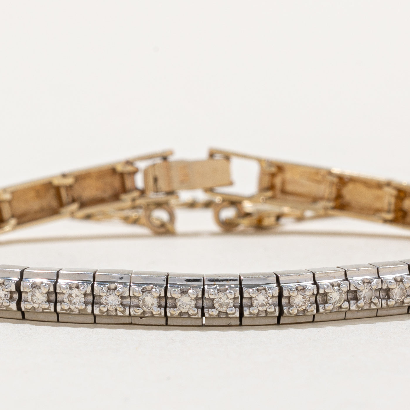 Two Tone Gold Illusion Set Diamond Bracelet - 0.27ctw Diamond Tennis Bracelet for Women - 7.5 Inch Adjustable Length - Perfect for Weddings, Anniversaries & Special Occasions