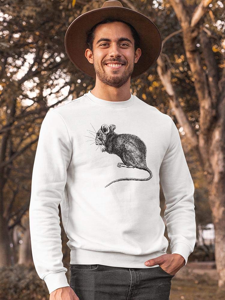 Men's House Mouse Pencil Drawing Sweatshirt - Cute Cartoon Graphic Pullover for Casual Wear & Gifts