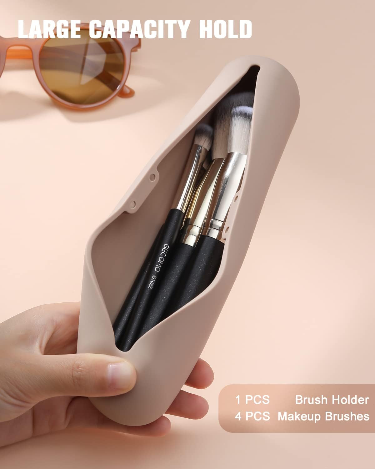 Portable Silicone Makeup Brush Holder - Mini Travel Organizer Case, Waterproof & Easy Clean Cosmetic Pouch for Brushes & Tools (1 Pack) - Perfect for Travel, Home Storage & On-the-Go Makeup Touchups
