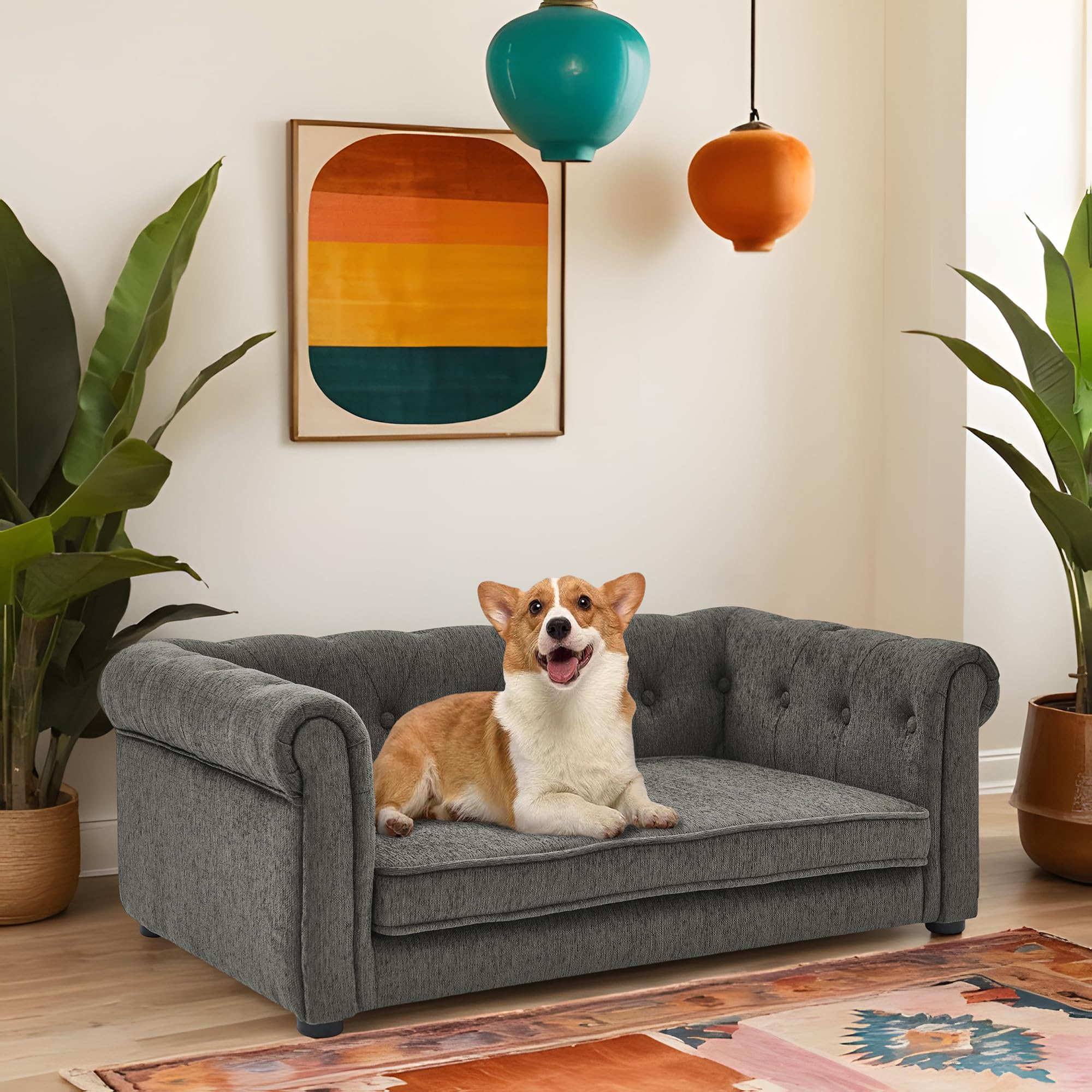 Premium Memory Foam Dog Couch for Large Dogs Up to 60 lbs - 29