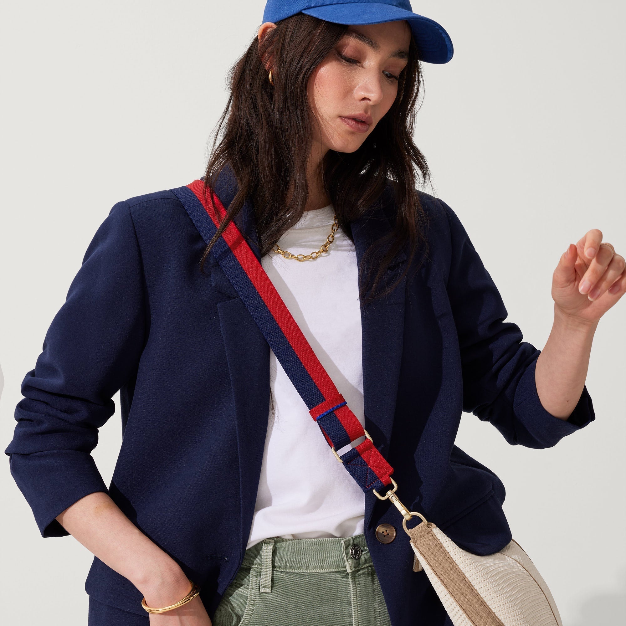 Premium Adjustable Crossbody Strap in Navy & Red - Comfortable Shoulder Bag Strap for Women & Men - Perfect for Travel, Shopping, and Everyday Use