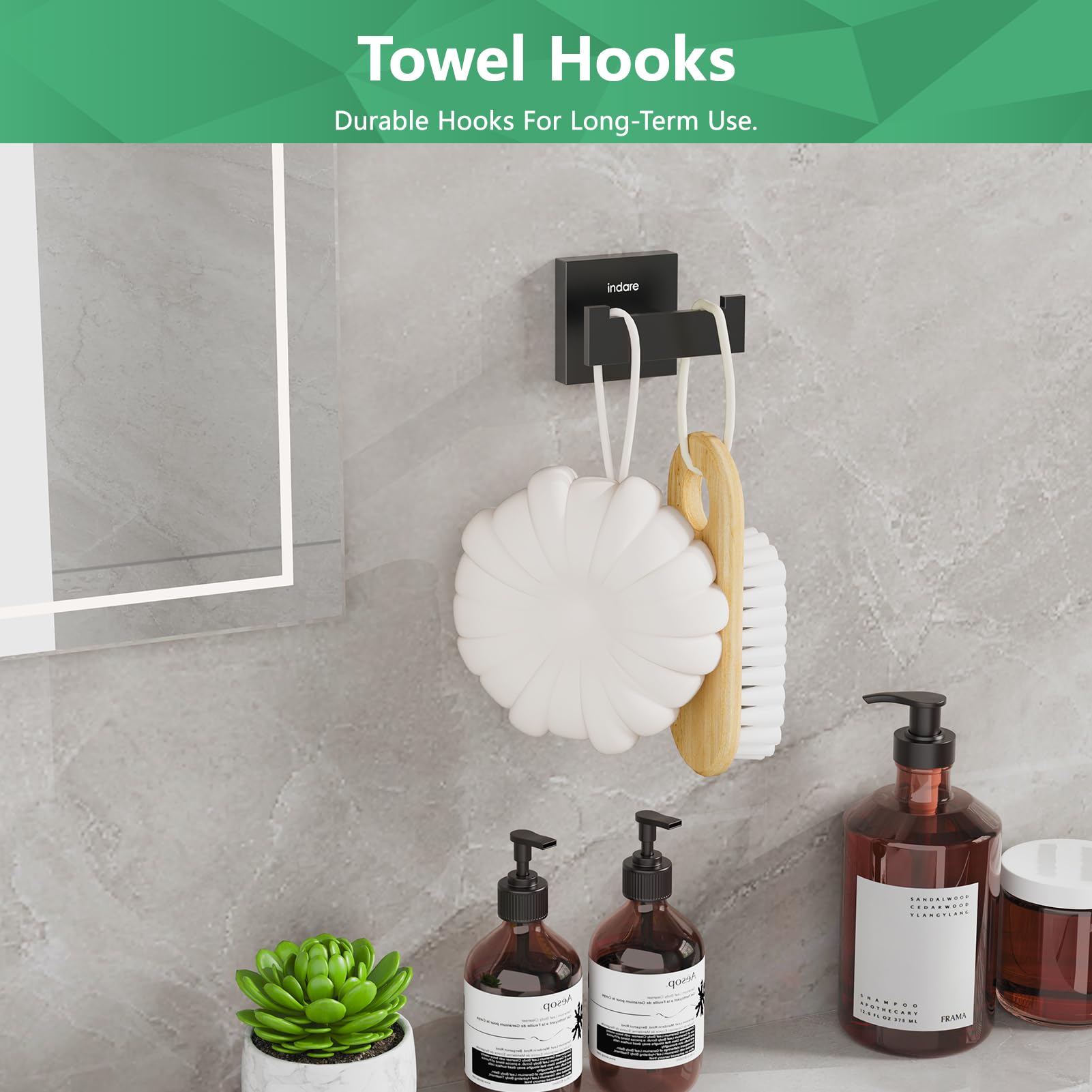 Matte Black 5-Piece Stainless Steel Bathroom Hardware Set - 23.8 Inch Wall Mounted Towel Rack & Bath Accessories | Modern Bathroom Decor for Home, Spa & Hotel Use