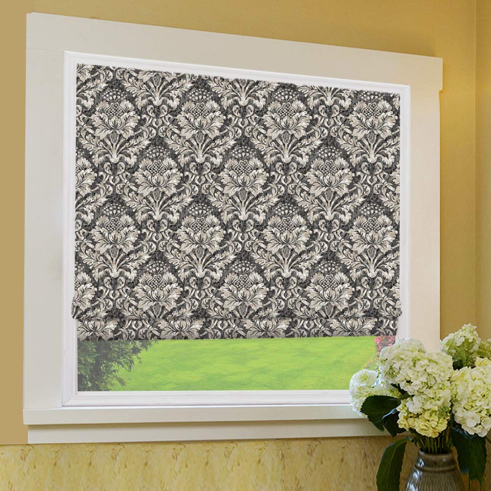 Premium Blackout Roman Shades - Custom Washable Fabric Window Blinds for Living Room, Bedroom & Kitchen | Country Retro Style for Windows, French Doors & Interior Doors