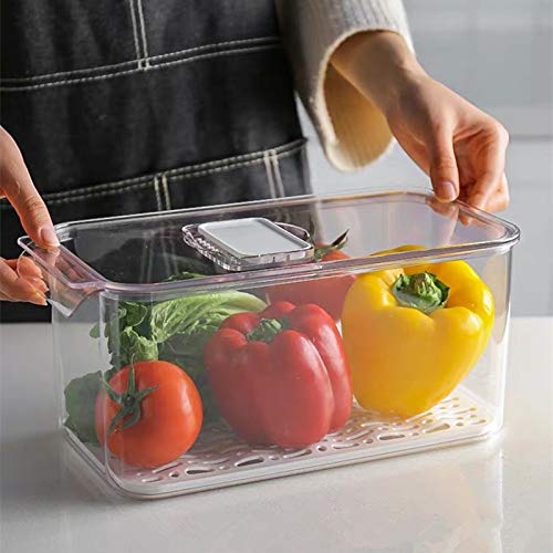 Slideep Refrigerator Food Storage Containers - Airtight Stackable Produce Saver with Lids & Removable Drain Tray, BPA-Free Freezer Bins for Fresh Lettuce, Salad, Fruits & Vegetables - Perfect for Kitchen, Meal Prep & Fridge Organization