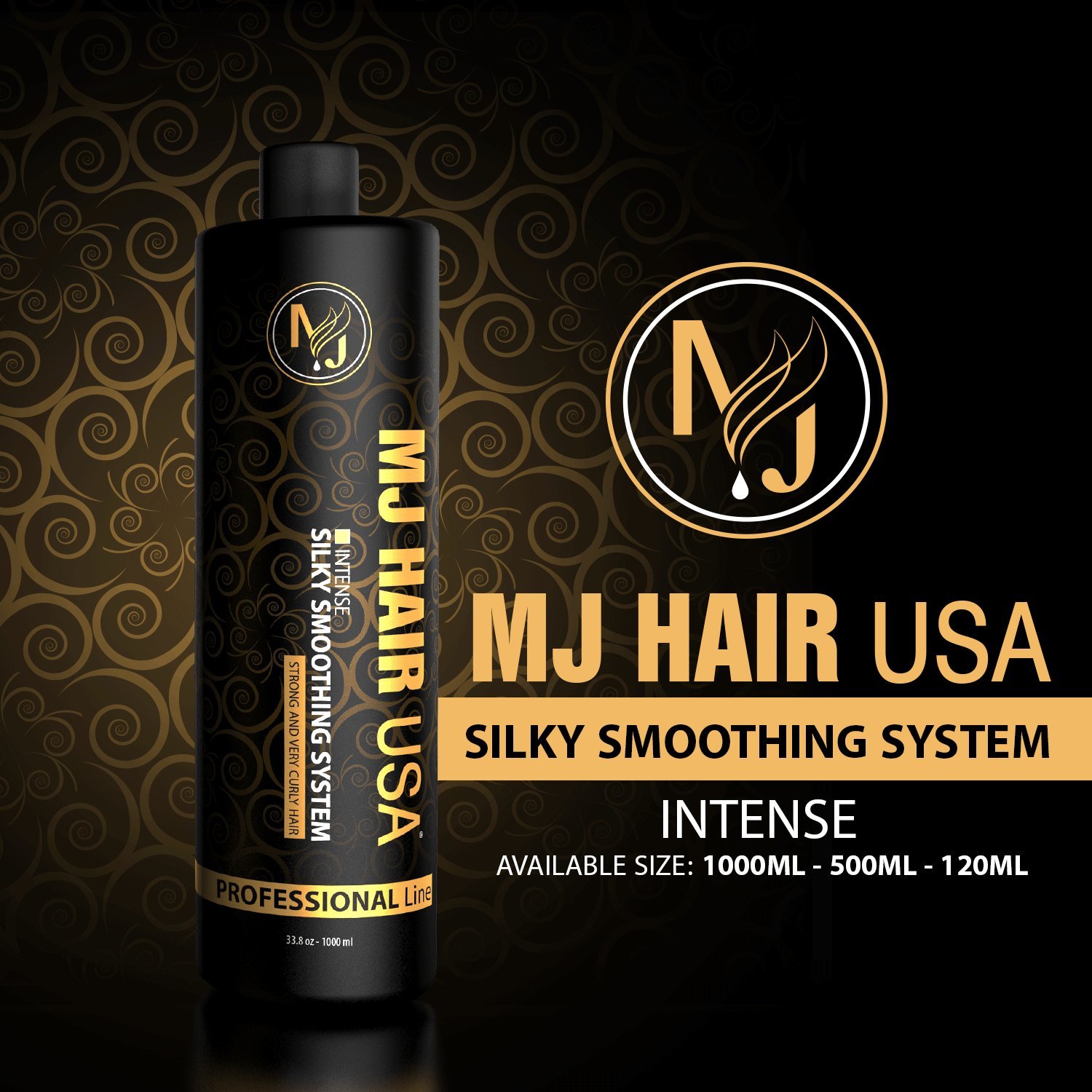 Professional Brazilian Keratin Hair Treatment 16.9 oz - MJ Hair Silky Smoothing System for Strong & Curly Hair (500ml, Black) | Salon-Quality Frizz Control & Smoothing at Home