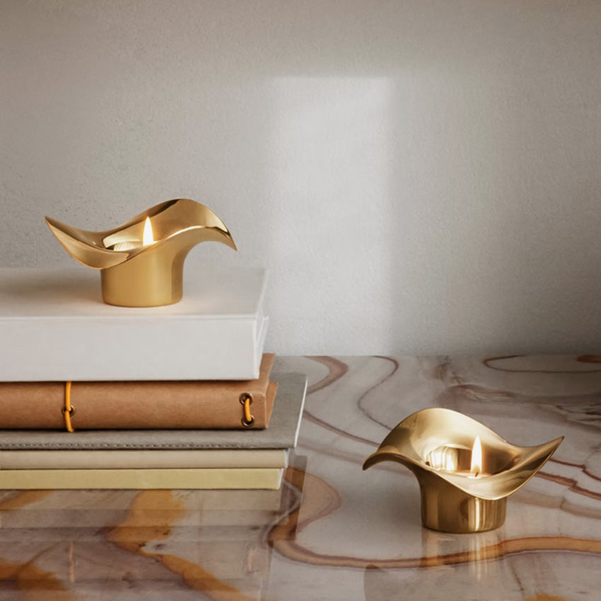 Georg Jensen Cobra Tealight Holder Set of 2 - Elegant Modern Candle Holders for Home Decor, Wedding Centerpieces & Romantic Ambiance