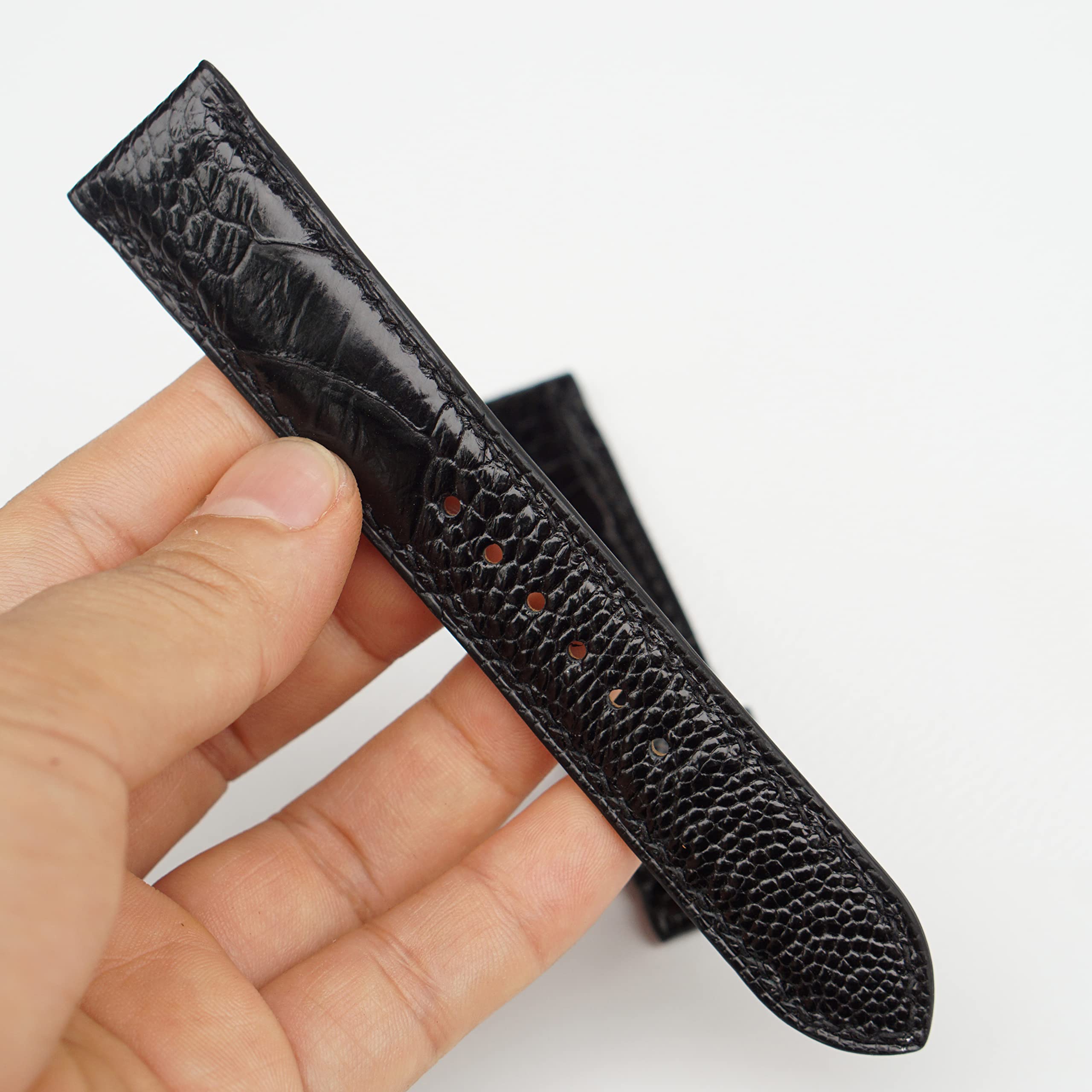 Premium Handcrafted Black Ostrich Leather Watch Band - Genuine Ostrich Leg Watch Strap for Men & Women - Luxury Replacement Watch Band for Apple Watch, Rolex, Omega & More - Perfect for Business, Casual & Formal Occasions