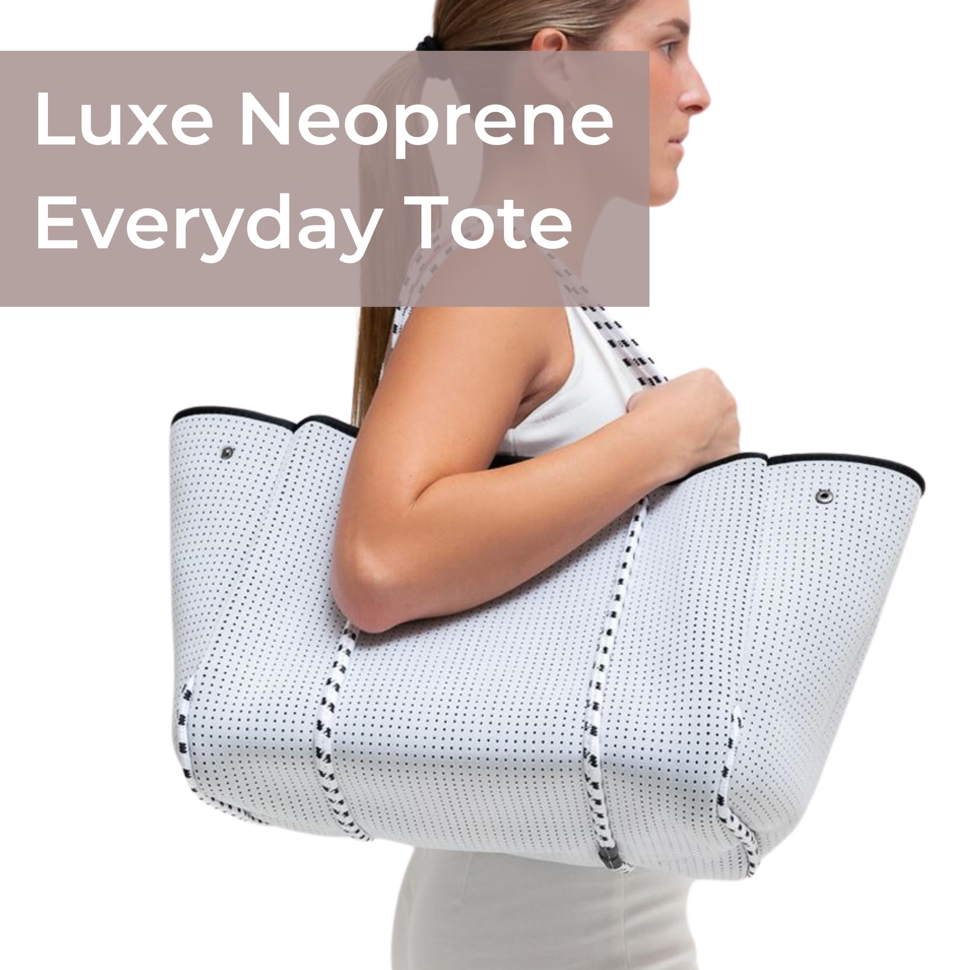 Stylish Large Neoprene Tote Bag for Women - Water-Resistant Designer Handbag with Multiple Pockets & Zipper Pouch - Perfect for Work, Travel, Gym & Beach Outings