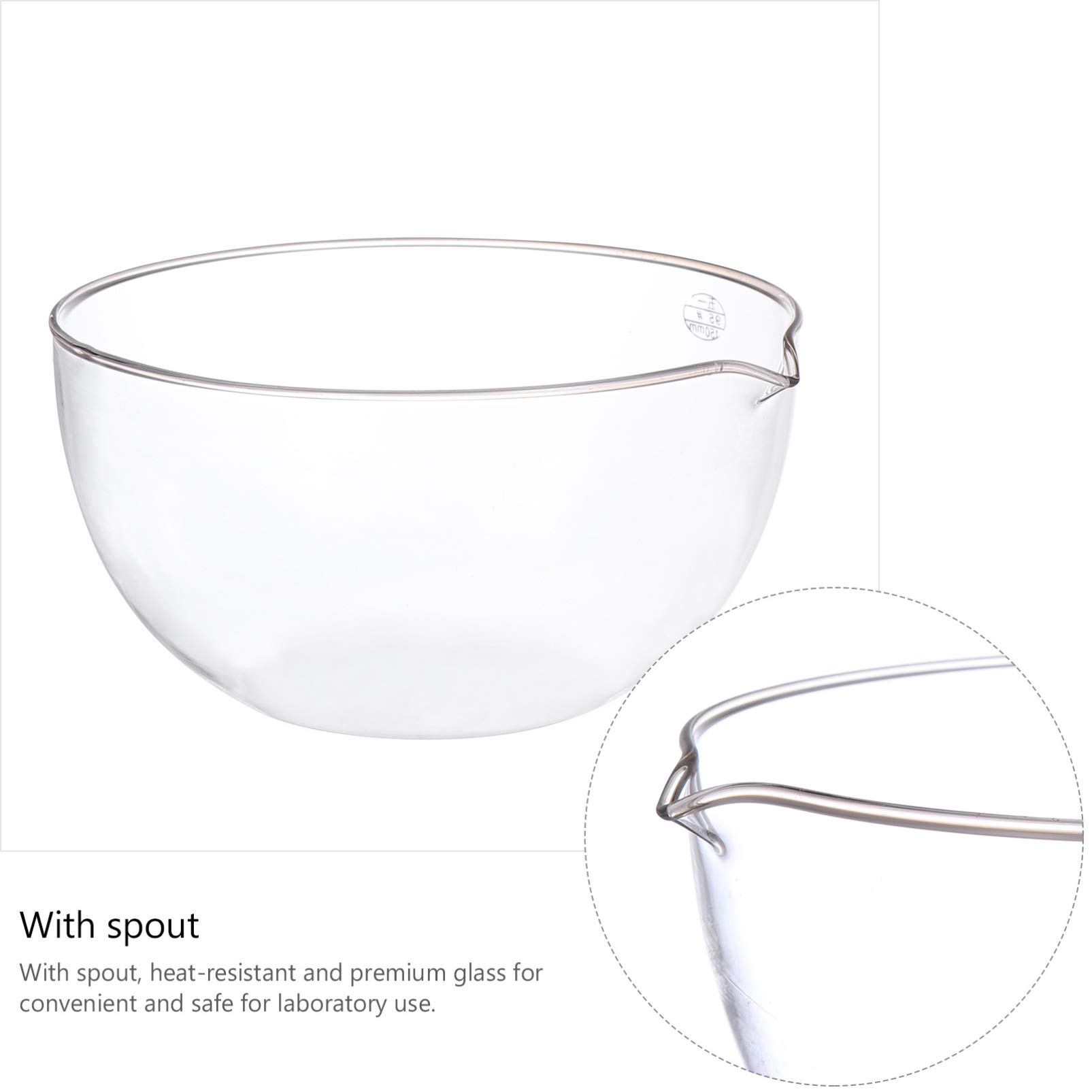 Borosilicate Glass Evaporating Dish with Spout - Round, Flat Bottom, Reusable Lab Basin for Chemistry Experiments & Scientific Research