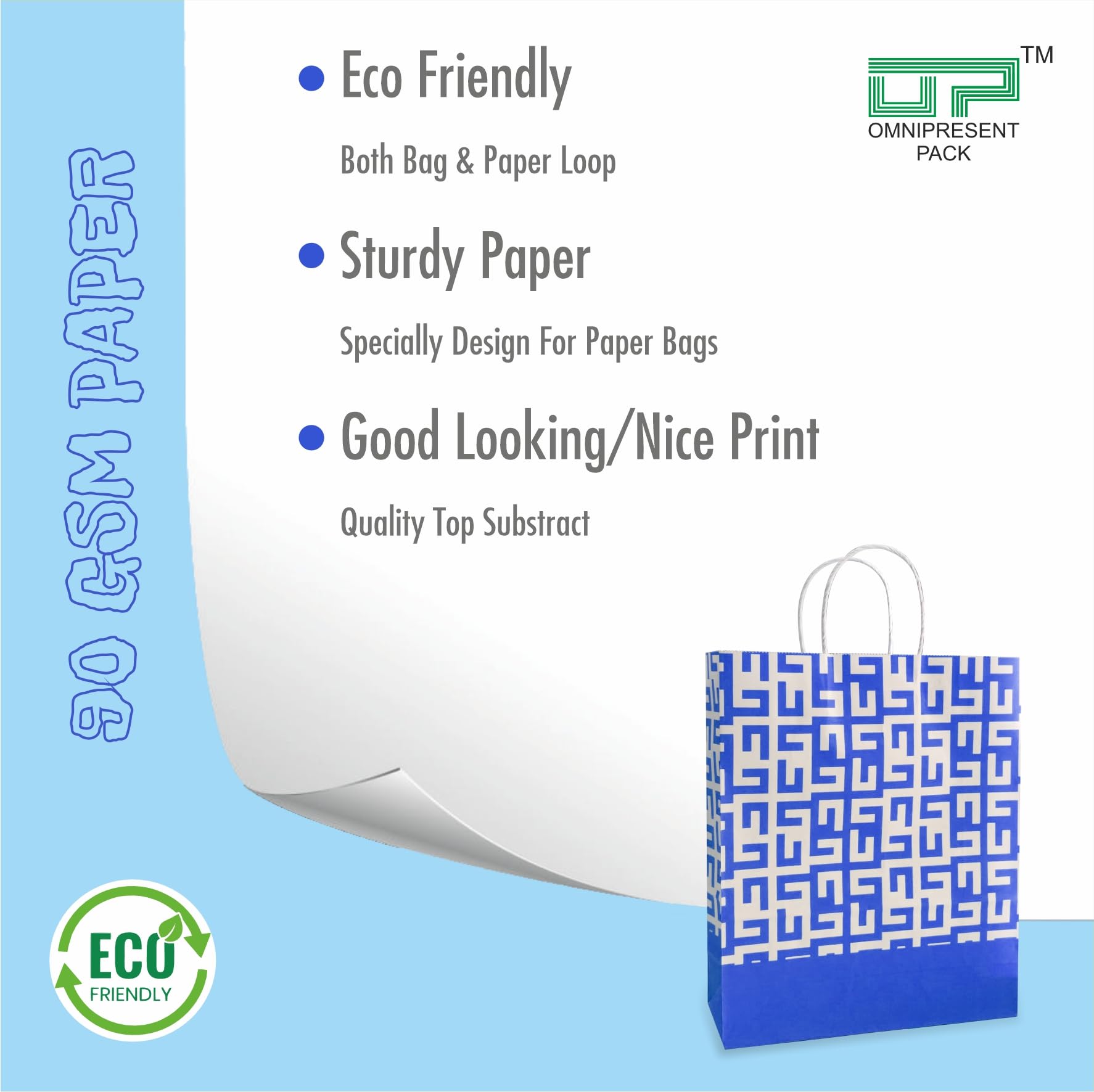 Eco-Friendly Blue Printed Paper Bags - 90 GSM, Pack of 12, Beautiful Design for Diwali, Weddings, Birthdays, Return Gifts, Thank You Hampers - Perfect for Party Favors, Gift Wrapping & Sustainable Packaging