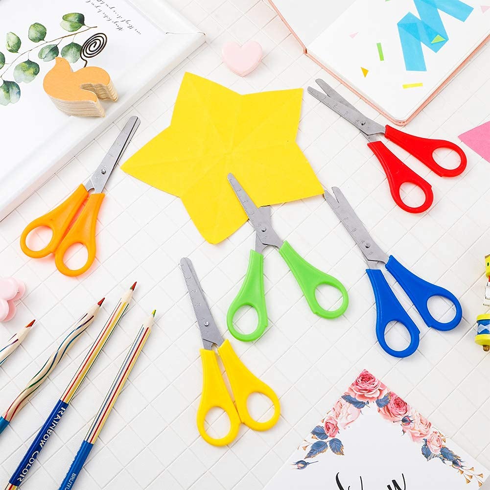 10 Pack Kids Safety Scissors with Centimeter Scale - Blunt Tip Preschool Training Scissors for Arts & Crafts, Classroom, Office Use | Durable Child-Safe Scissors for School Projects, Paper Cutting & DIY Activities