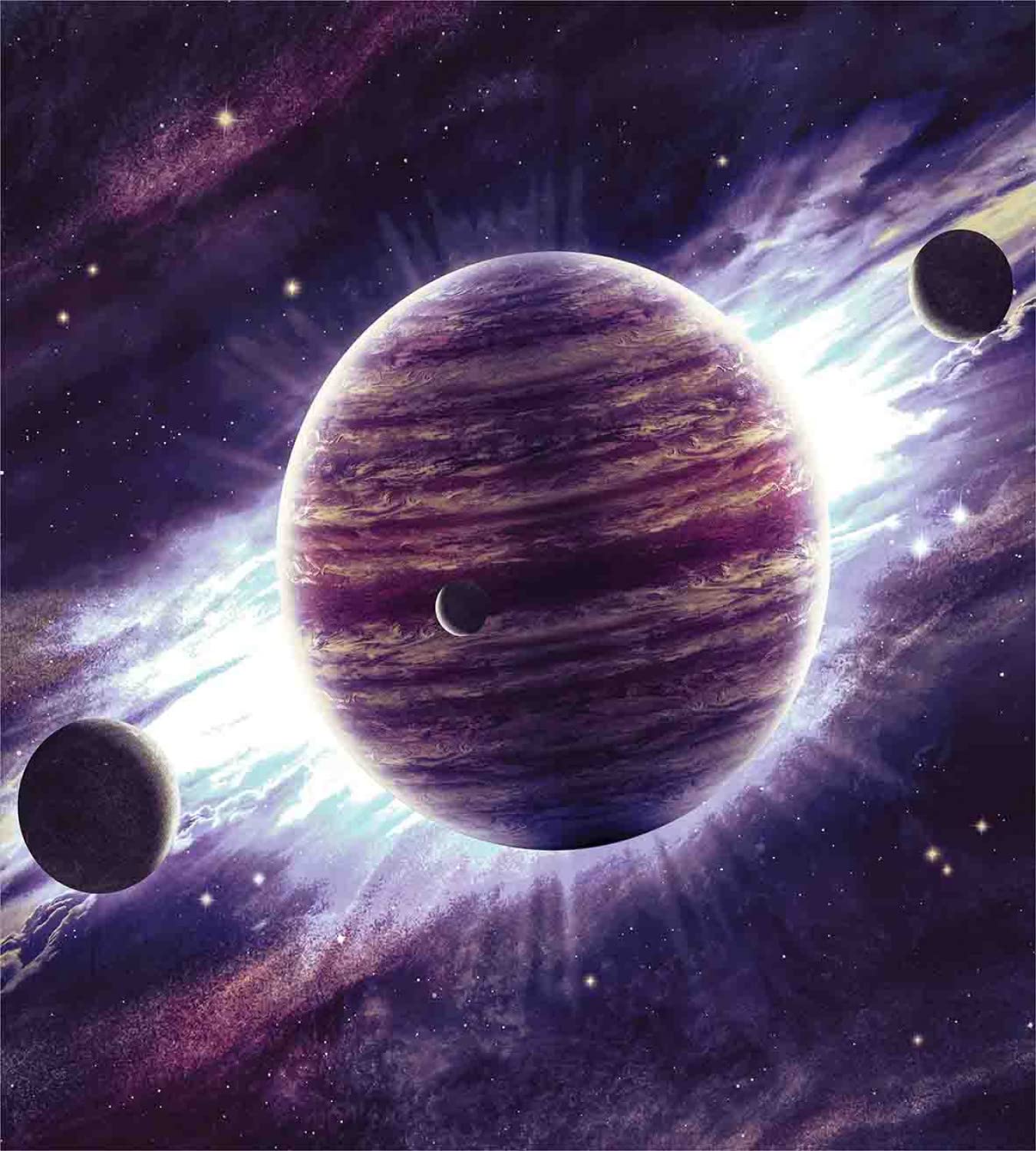 Ambesonne Galaxy Duvet Cover Set - King Size 2-Pack with 2 Duvet Covers & 4 Pillowcases | Outer Space Theme Featuring Planets Saturn Mars Neptune | Science Fiction Solar System Art Print Bedding | Mauve Purple | Perfect for Astronomy Lovers & Sci-Fi Themed Bedrooms