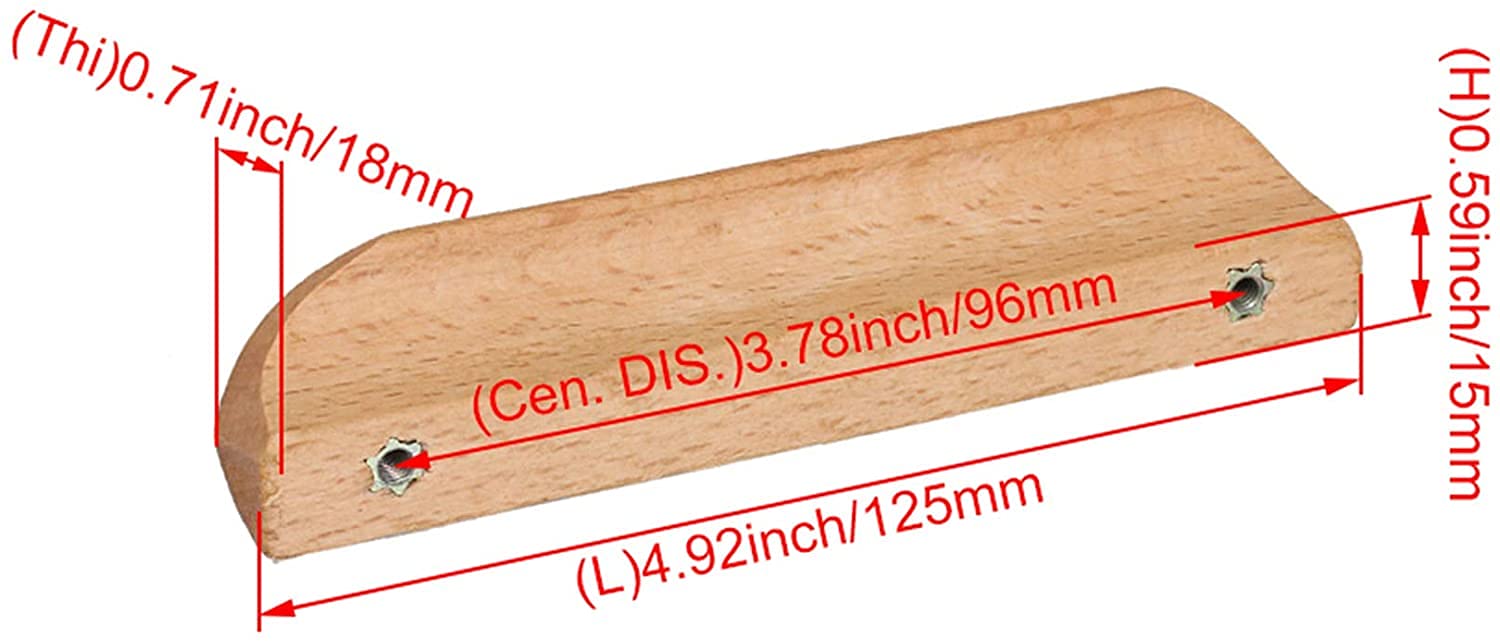 5PCS Wood Cabinet Handles - Clear Coated Drawer Pulls for Kitchen & Wardrobe