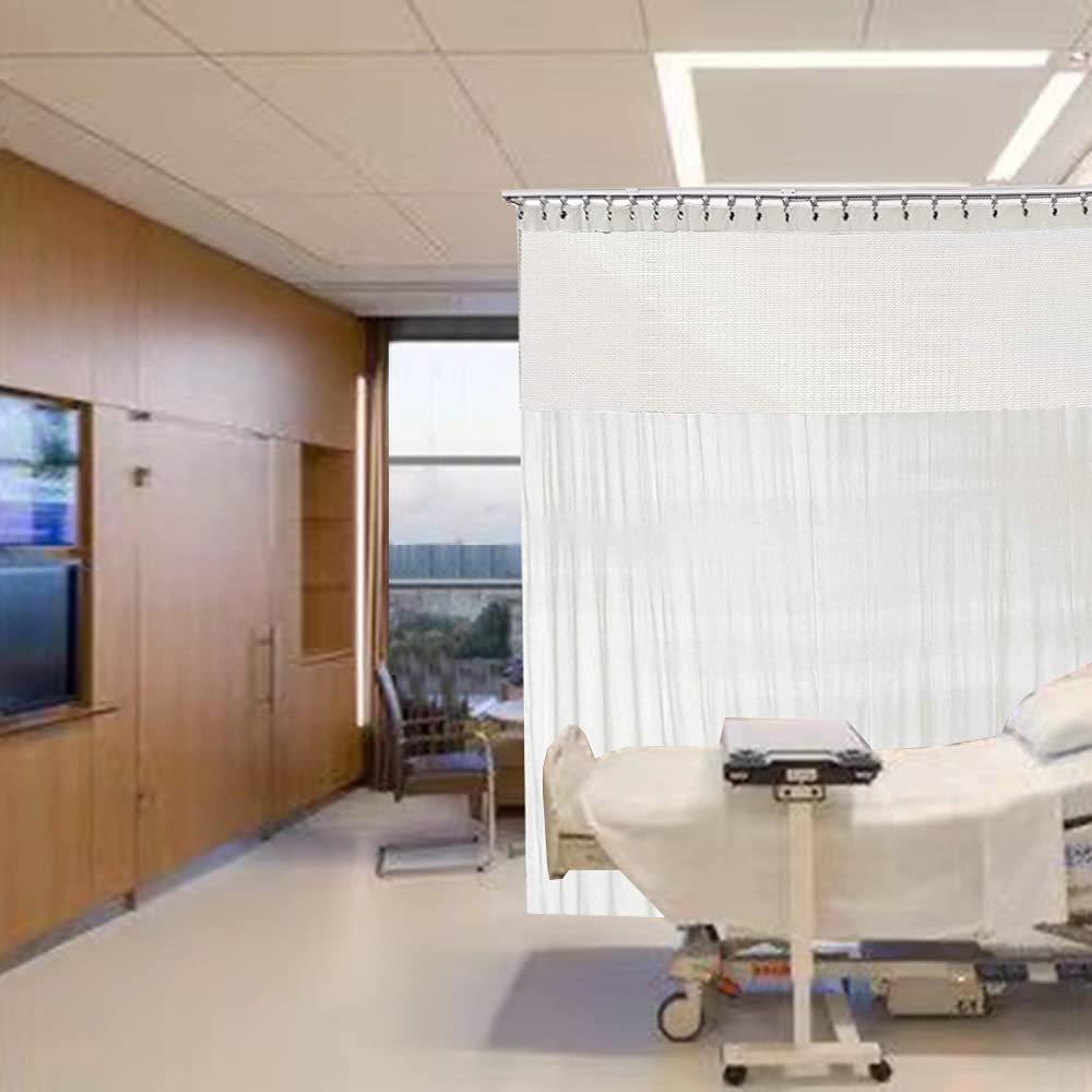 Feeniibuk Extra Wide Hospital Curtains 15ft x 7ft - Privacy Room Divider Drapes with Grommets for Medical Clinic, Cubicle & Healthcare Facilities - White 1 Panel - Ideal for Patient Privacy, Exam Rooms & Hospital Partitions