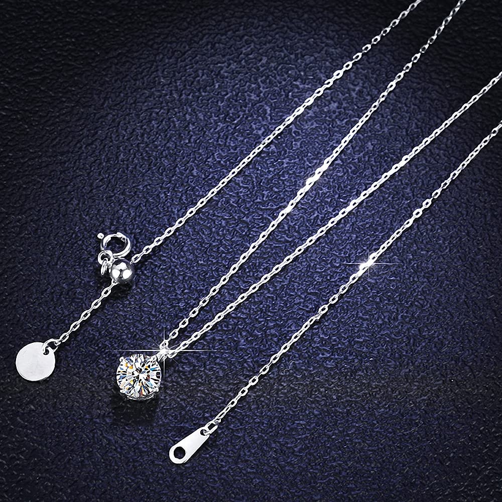 1CT Moissanite Diamond Pendant Necklace for Women - D Color VVS1 Clarity 925 Sterling Silver Jewelry | Elegant Wedding, Birthday & Anniversary Gift for Her | Perfect for Bridal, Date Night & Special Occasions