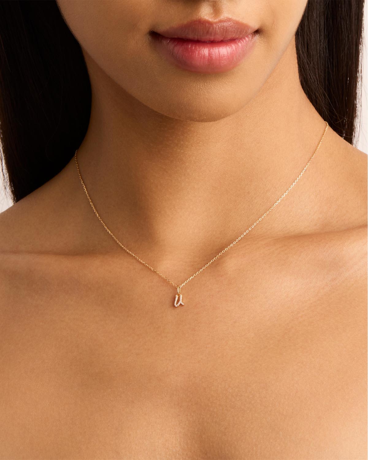 14K Solid Gold Forever Love Diamond Letter Necklace Pendant - Personalized Initial Jewelry Gift for Women, Anniversary, Valentine's Day & Special Occasions