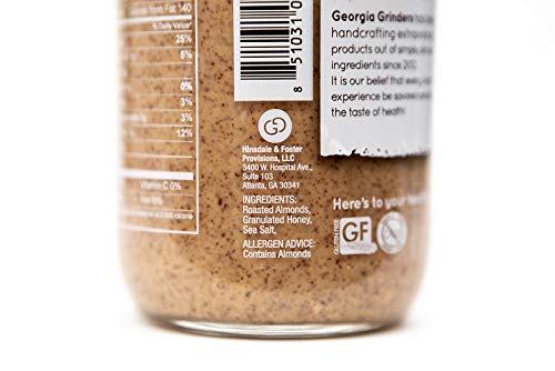 Georgia Grinders Honey Roasted Chunky Almond Butter 12oz (12-Pack) - Gluten Free, Non-GMO, Keto, Vegan, Kosher, No Added Oils - Perfect for Smoothies, Toast & Healthy Snacking