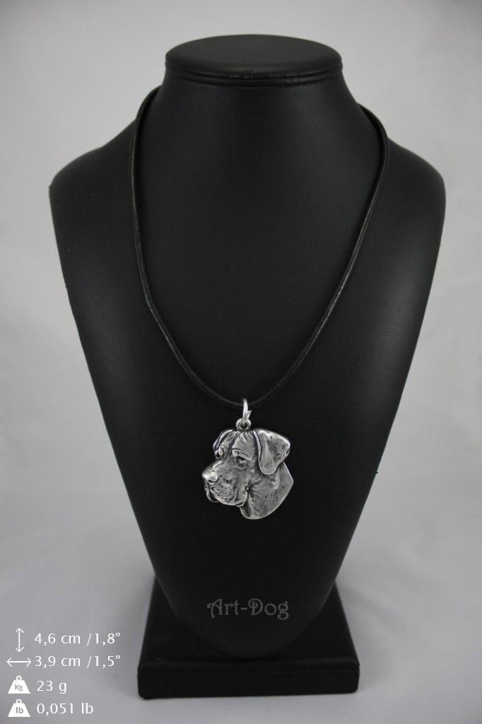 Silver-Plated Dog Pendant Necklace with Leather Strap - Elegant Gift Box Included - Unisex Dog Breed Jewelry (Great Dane Design) - Perfect for Pet Lovers, Birthday Gifts & Special Occasions