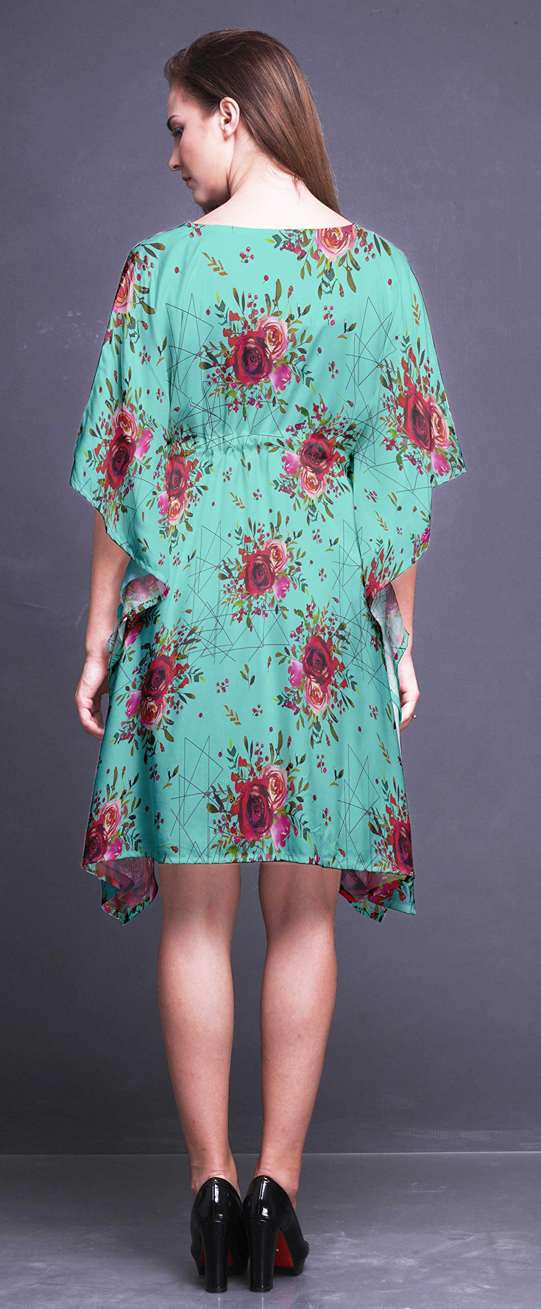 Bimba Women's Short Caftan Midi Dress - Beach Cover Up Swimwear, Summer Boho Kaftan for Pool, Vacation & Resort Wear