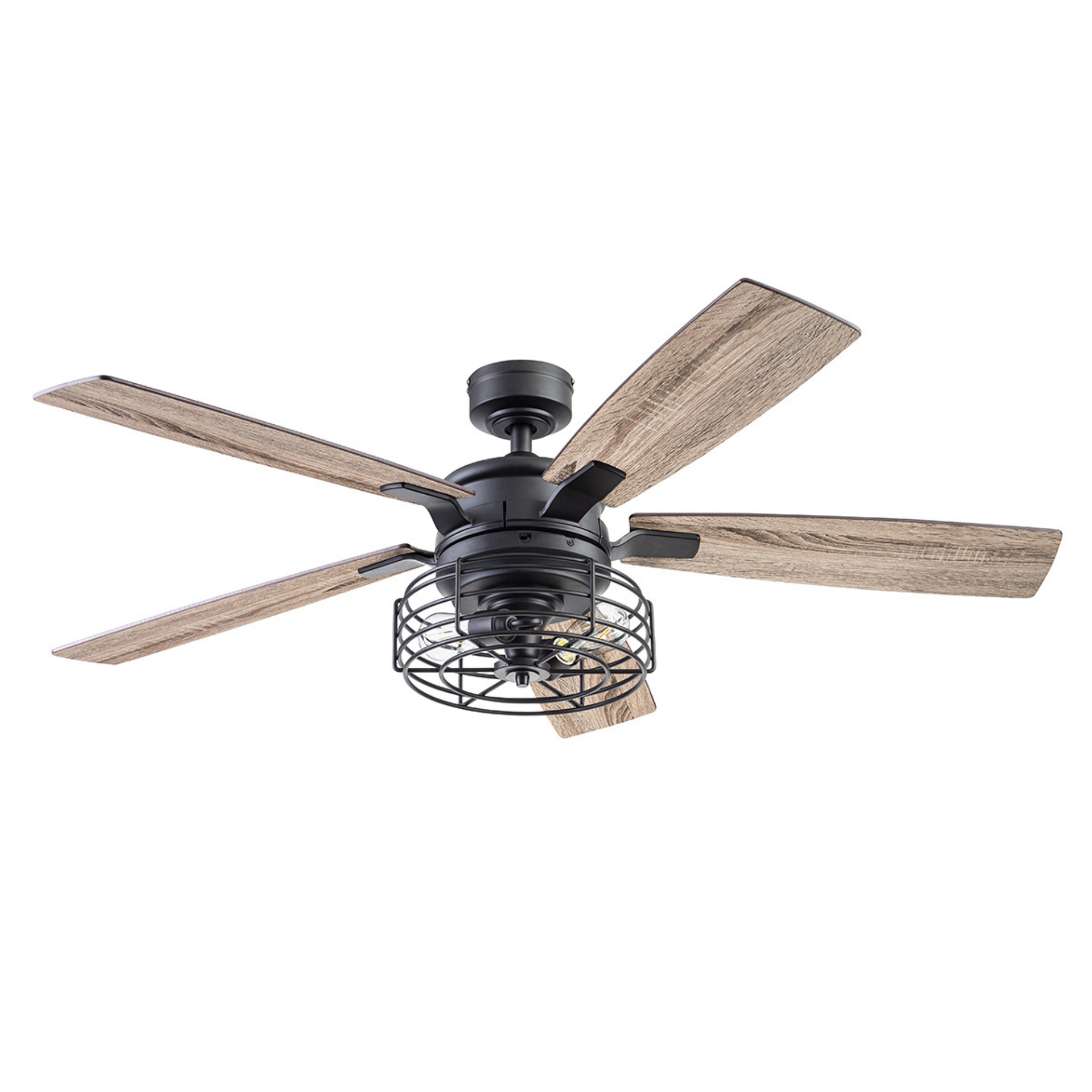 52 Inch Matte Black Remote Control Ceiling Fan with Light - Quiet, Energy Efficient, Modern Design for Bedroom, Living Room, and Office