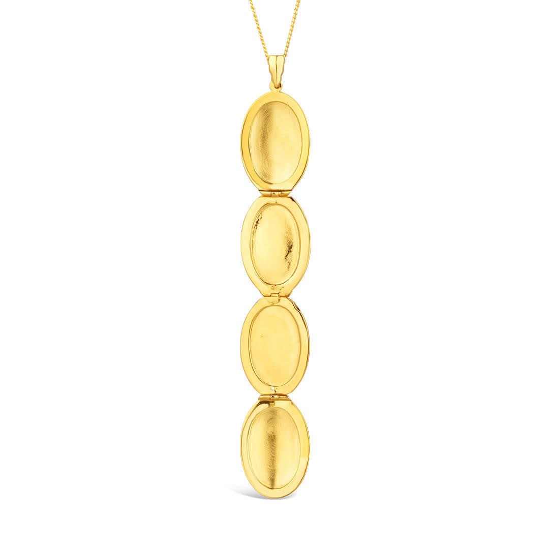 Elegant Gold Four Picture Oval Locket - Perfect for Cherishing Family Memories, Anniversaries & Special Occasions