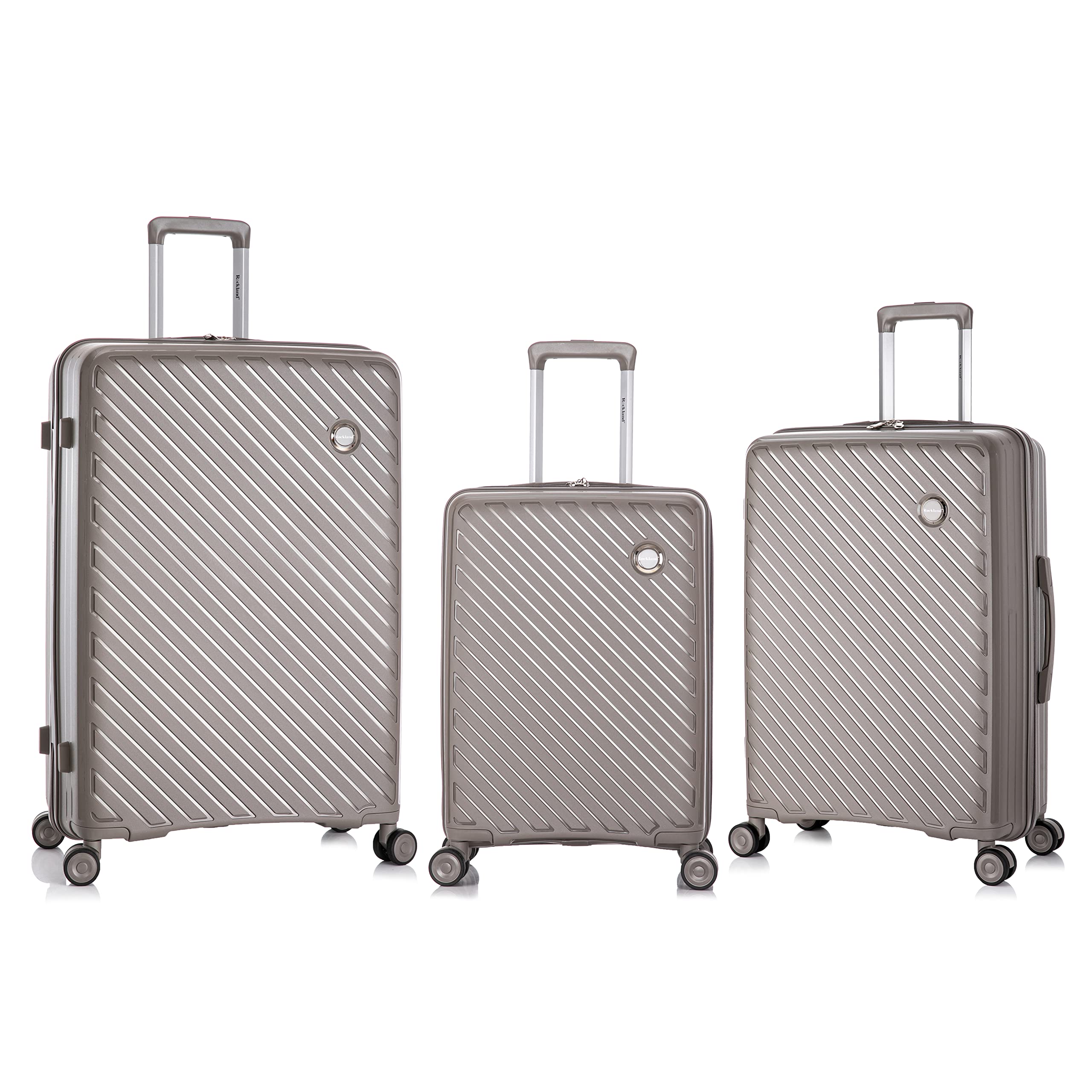 Rockland Prague 3-Piece Hardside Spinner Luggage Set (20/24/28 Inch) - Silver, Lightweight & Durable Suitcase for Travel, Business Trips & Family Vacations