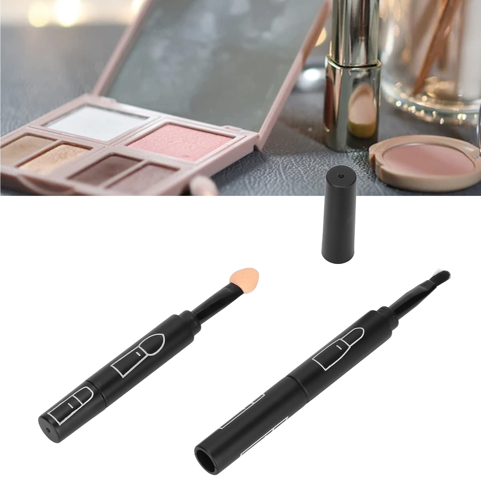 4 in 1 Retractable Makeup Brush Set - Portable Telescopic Lip, Eyebrow & Eyeshadow Brushes for Travel (Black) | Perfect for On-the-Go Touch Ups & Professional Makeup Application