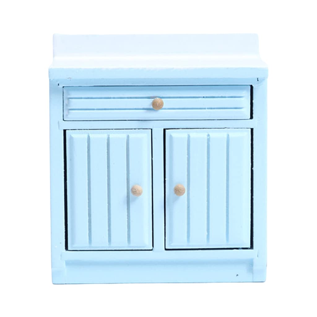 Colcolo 1:12 Scale Dollhouse Miniature Blue Kitchen Furniture Set - BJD Scene Accessories, DIY Pretend Play Decor, Kids Toys & Birthday Gifts - Perfect for Cooking Table Display & Dollhouse Decoration