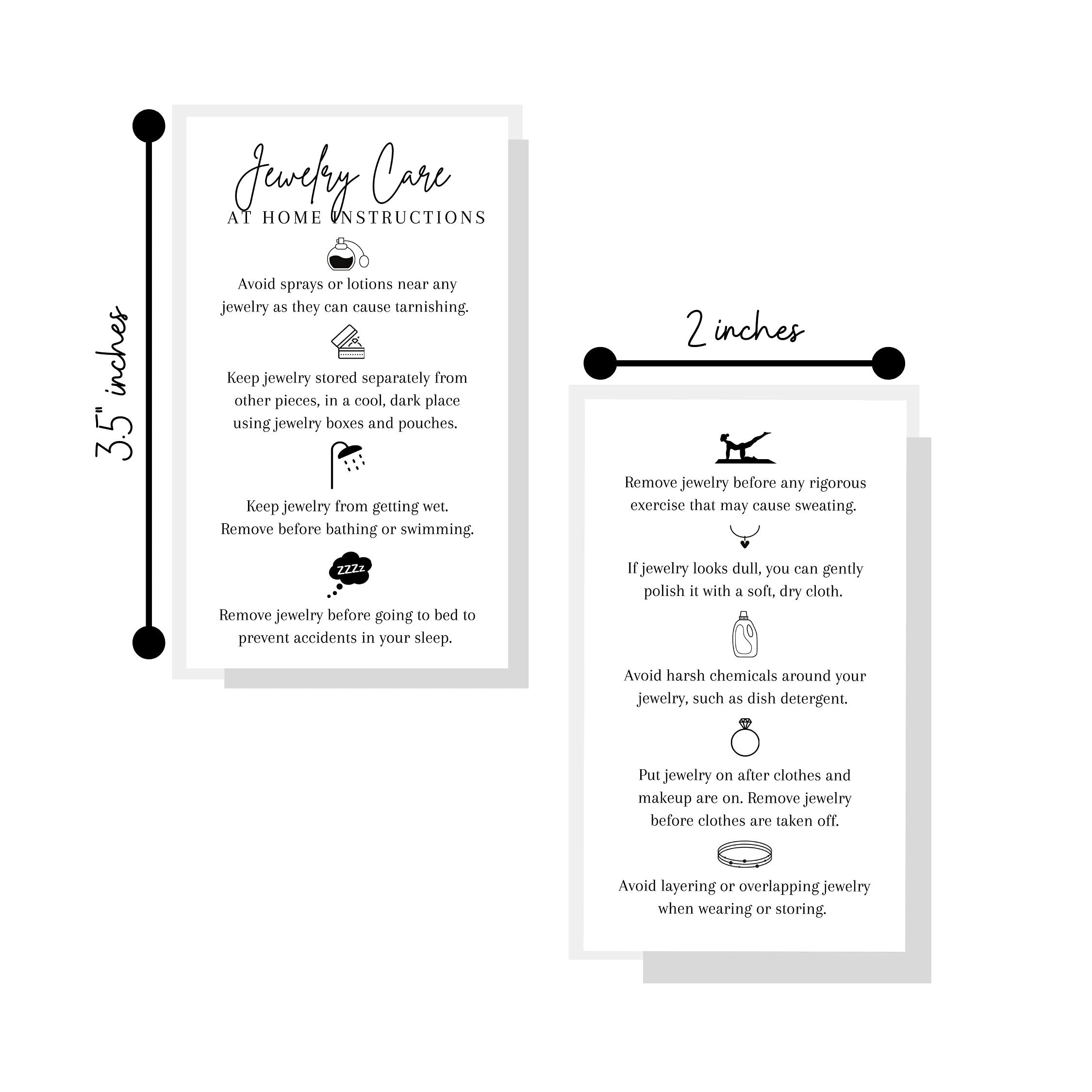 50 Pack Jewelry Care Instruction Cards - 2