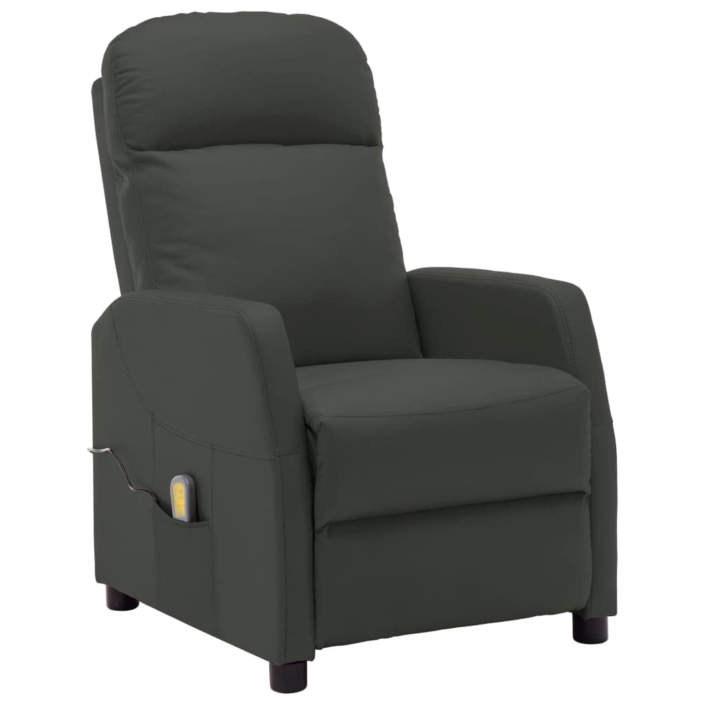 Premium Reclining Lounge Chair - Single Theater Seating Sofa with Padded Seat & Massage Function - Faux Leather Recliner for Living Room, Home Theater & Reading Nook - Anthracite Color