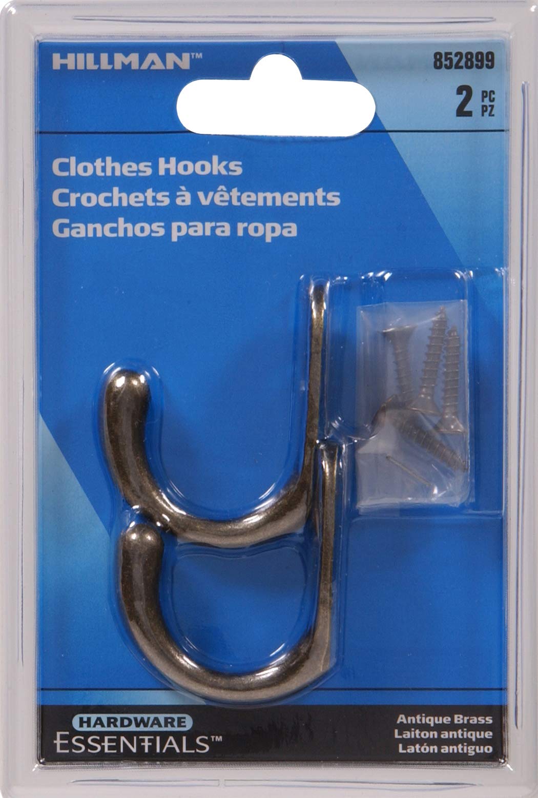 Antique Brass Clothes Hooks - 2 Pack, Heavy Duty Wall Mounted Hooks for Coats, Hats & Robes - Vintage Style Hardware Essentials for Bedroom, Bathroom & Entryway Organization