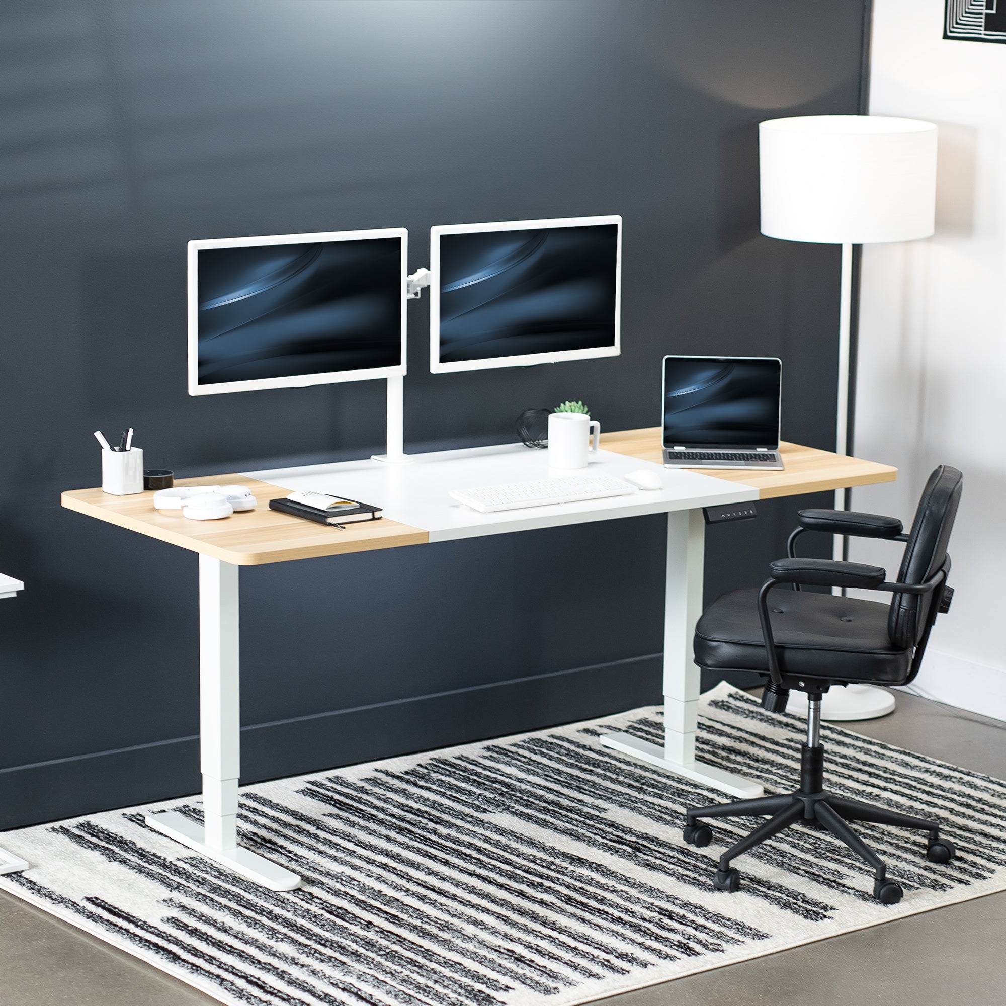 2B Series 71 x 30 Electric Standing Desk with Push Button Memory Controller - Adjustable Height Home Office Desk for Work, Study & Gaming