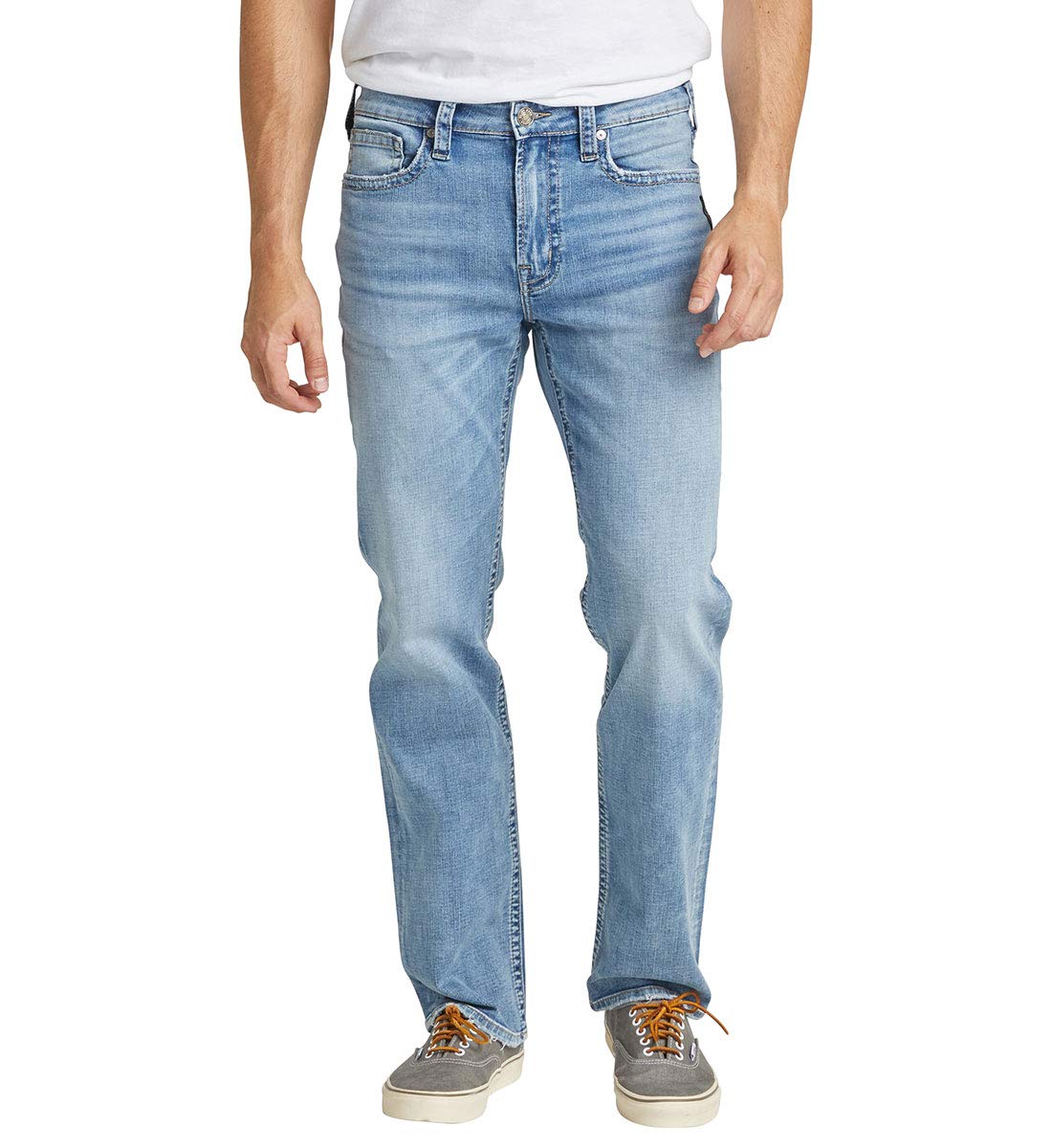 Silver Jeans Co. Men's Grayson Easy Fit Straight Leg Denim Jeans - Comfortable Casual & Work Pants for Everyday Wear