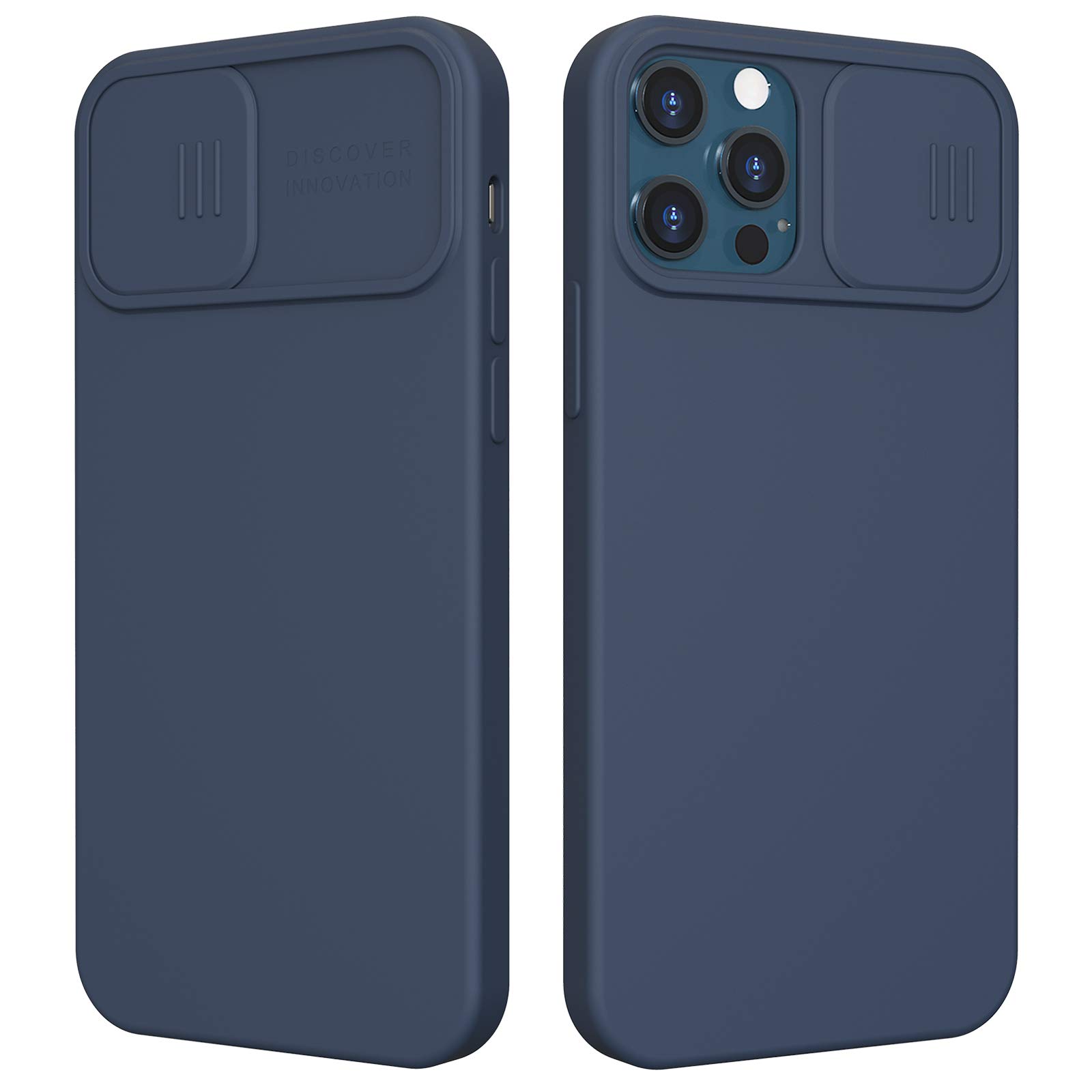 CloudValley iPhone 12 & 12 Pro Silicone Case with Slide Camera Cover - Soft Liquid Silicone Protective Case, Anti-Scratch Shockproof Bumper Cover (Blue) - Perfect for Daily Use, Travel & Outdoor Activities