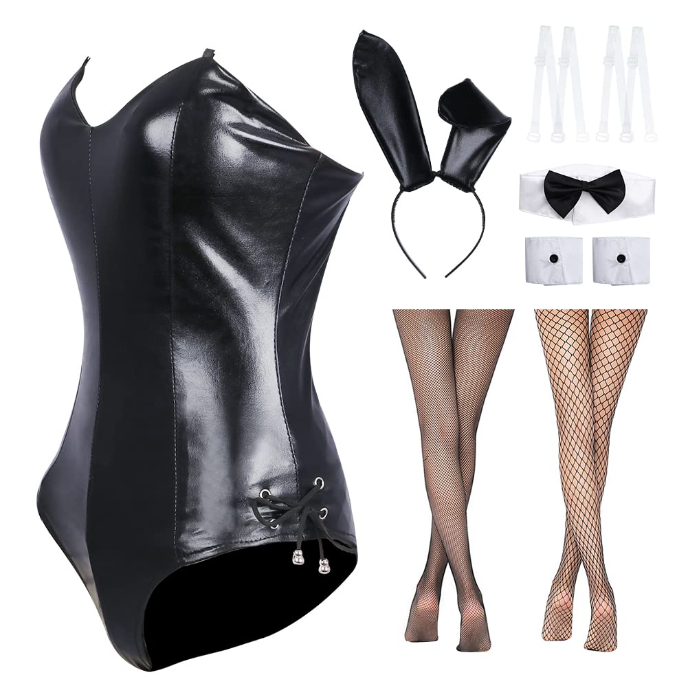 Bunny Girl Senpai Cosplay Costume for Women - Anime Role Play Outfit with One Piece Bodysuit & Bunny Ear Stockings Set - Perfect for Halloween, Cosplay Events, and Anime Conventions