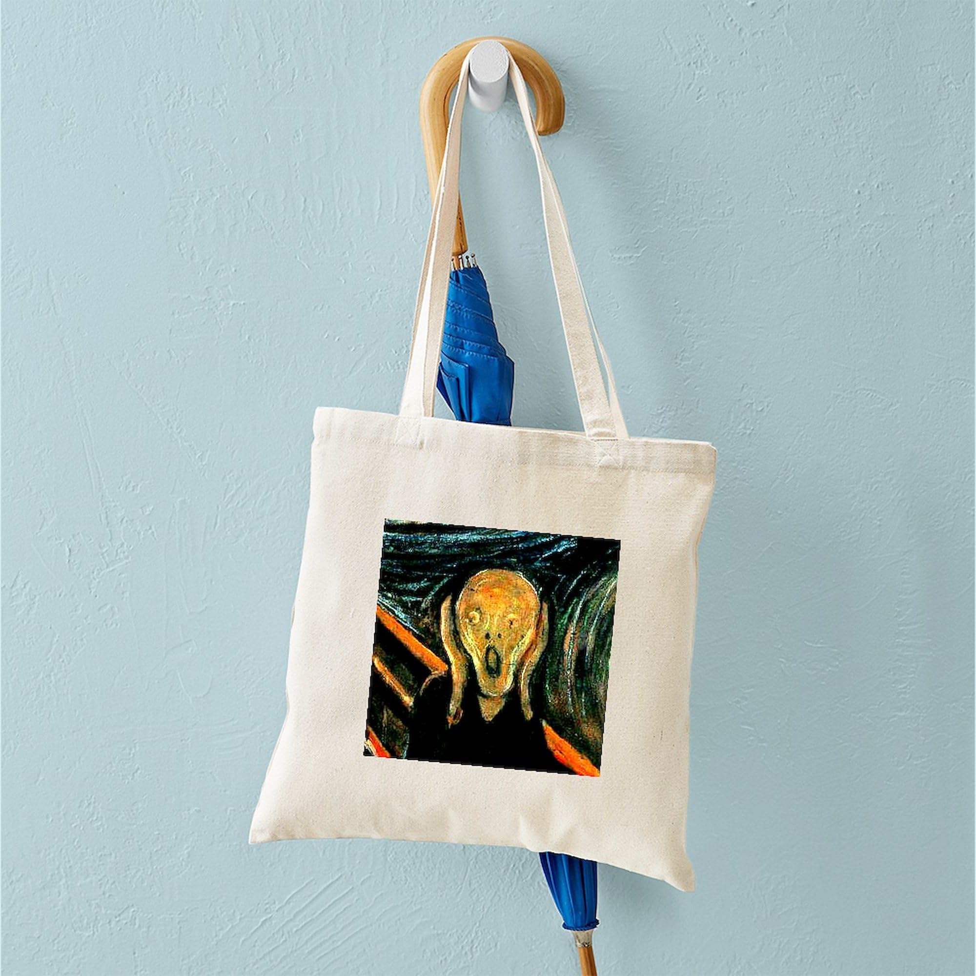 **Munch's The Scream Tote Bag - Natural Canvas Reusable Shopping Bag for Groceries, Beach & Daily Use | Eco-Friendly & Durable**