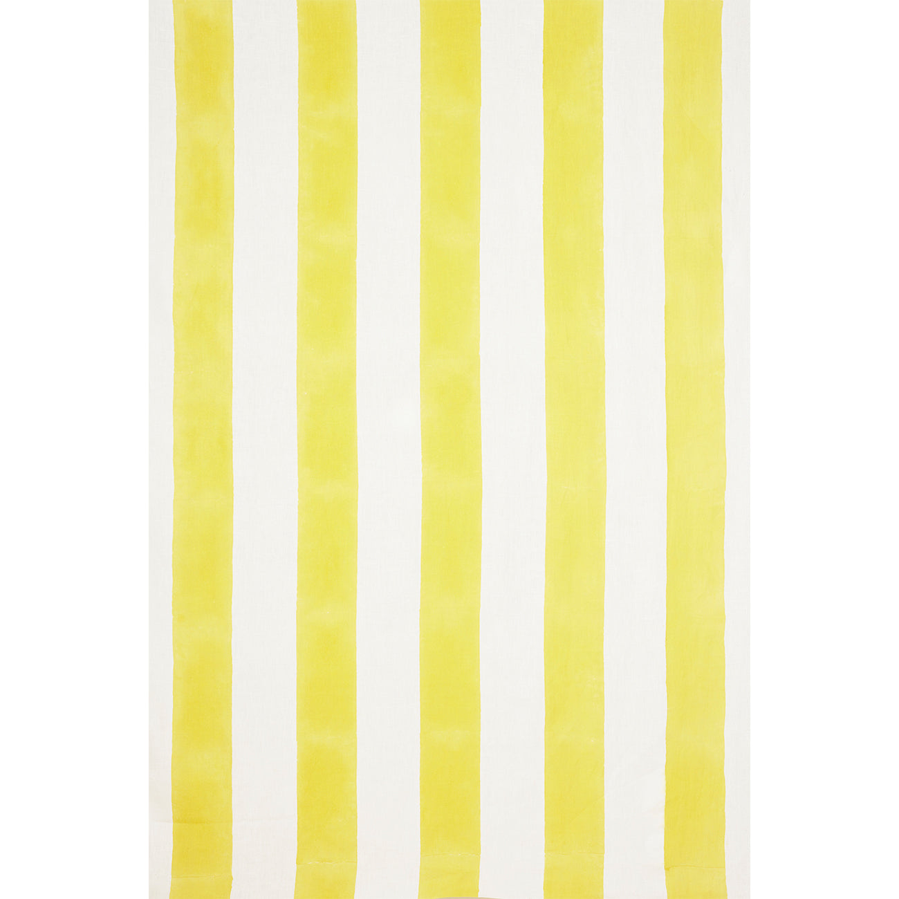 Wide Stripe Block Printed Linen Fabric in Yellow - Perfect for DIY Home Decor, Upholstery & Fashion Sewing Projects