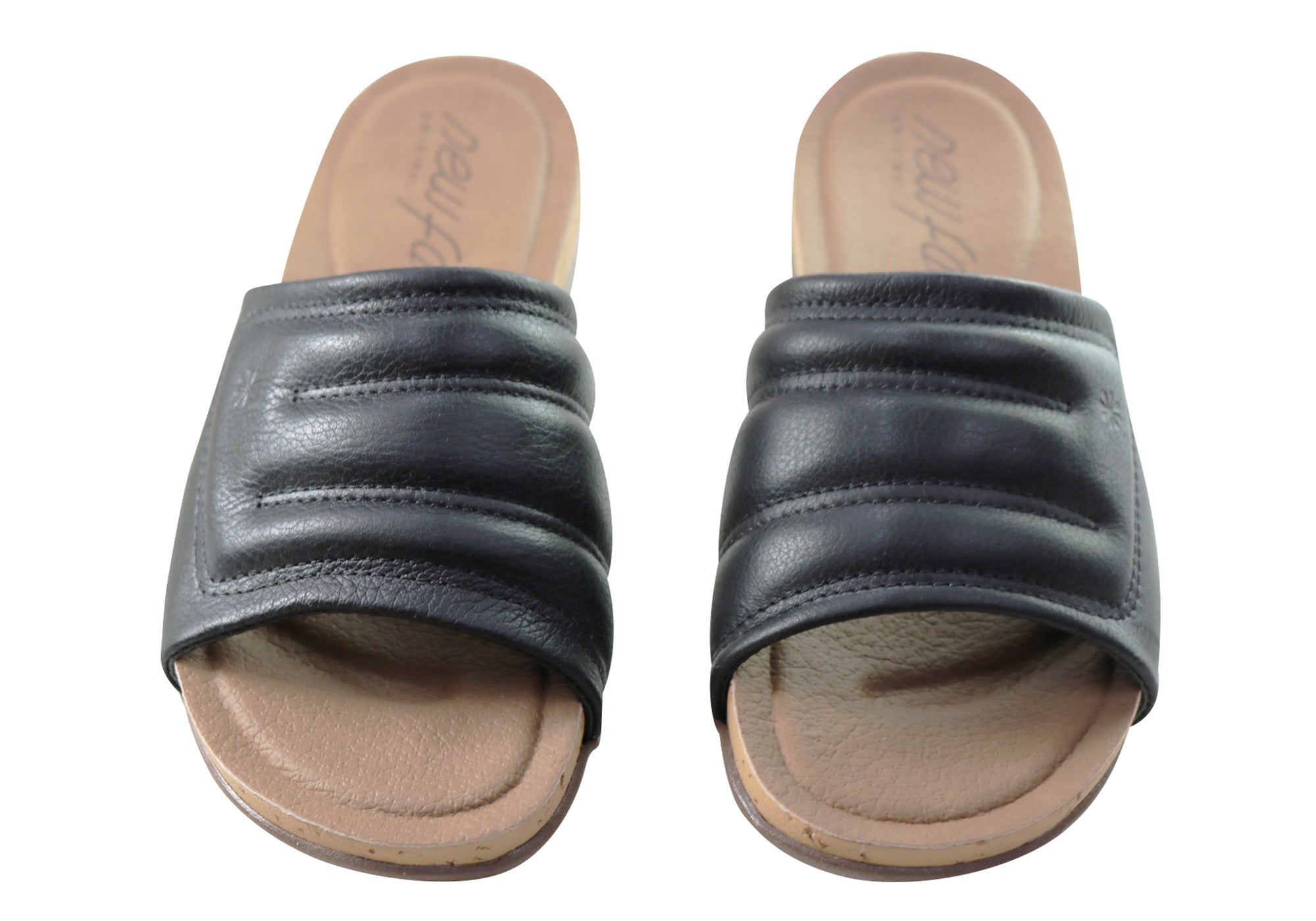 Women's Comfort Leather Slides Sandals - Soft & Breathable Face Fresco Design - Made in Brazil - Perfect for Beach, Pool & Summer Casual Wear