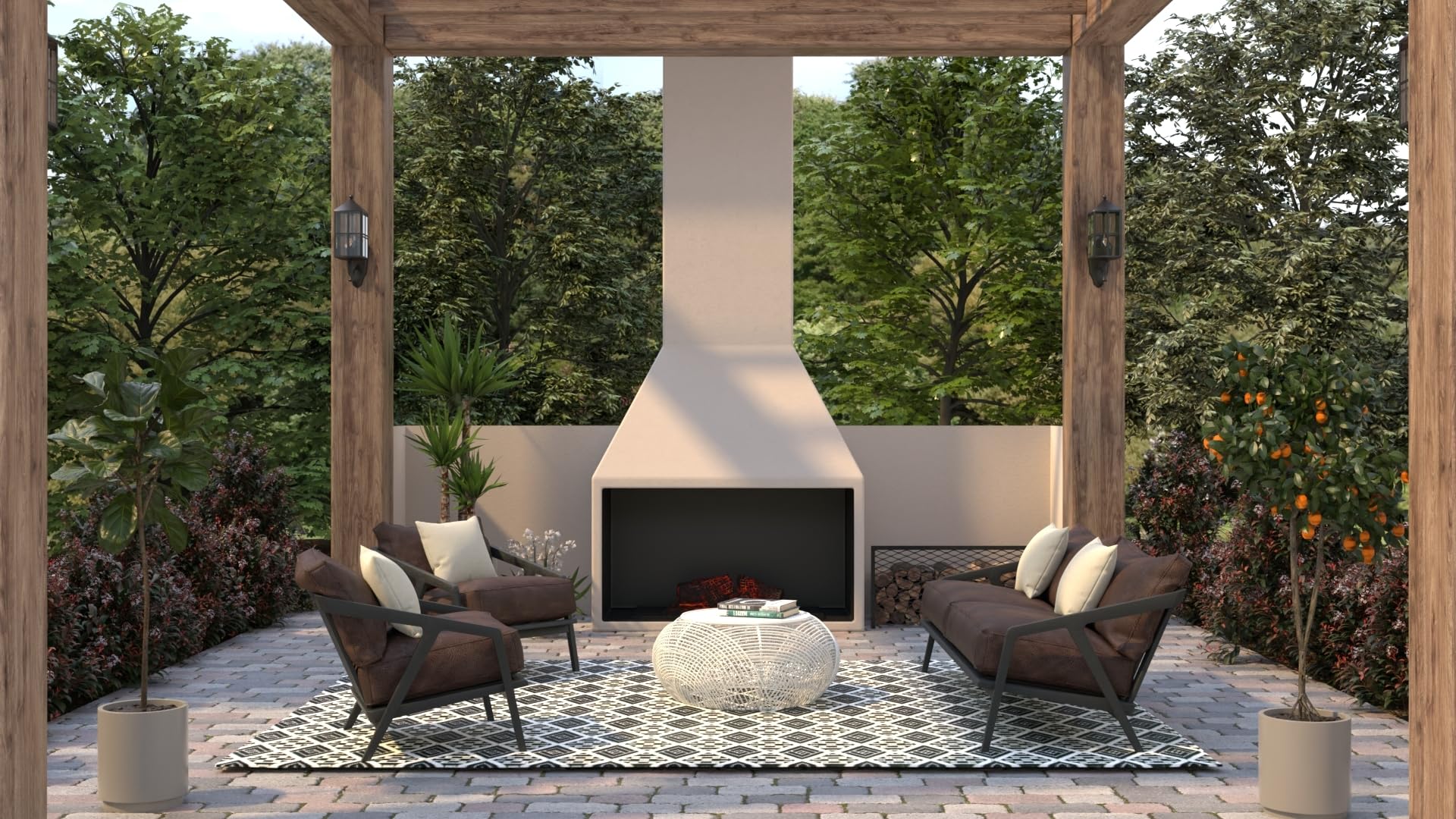 Mad Mats Geometric Outdoor Rug - Reversible Plastic Mat 5' x 8' in Scotch Black/White - Perfect for Patio, Deck, Poolside & Backyard Decor