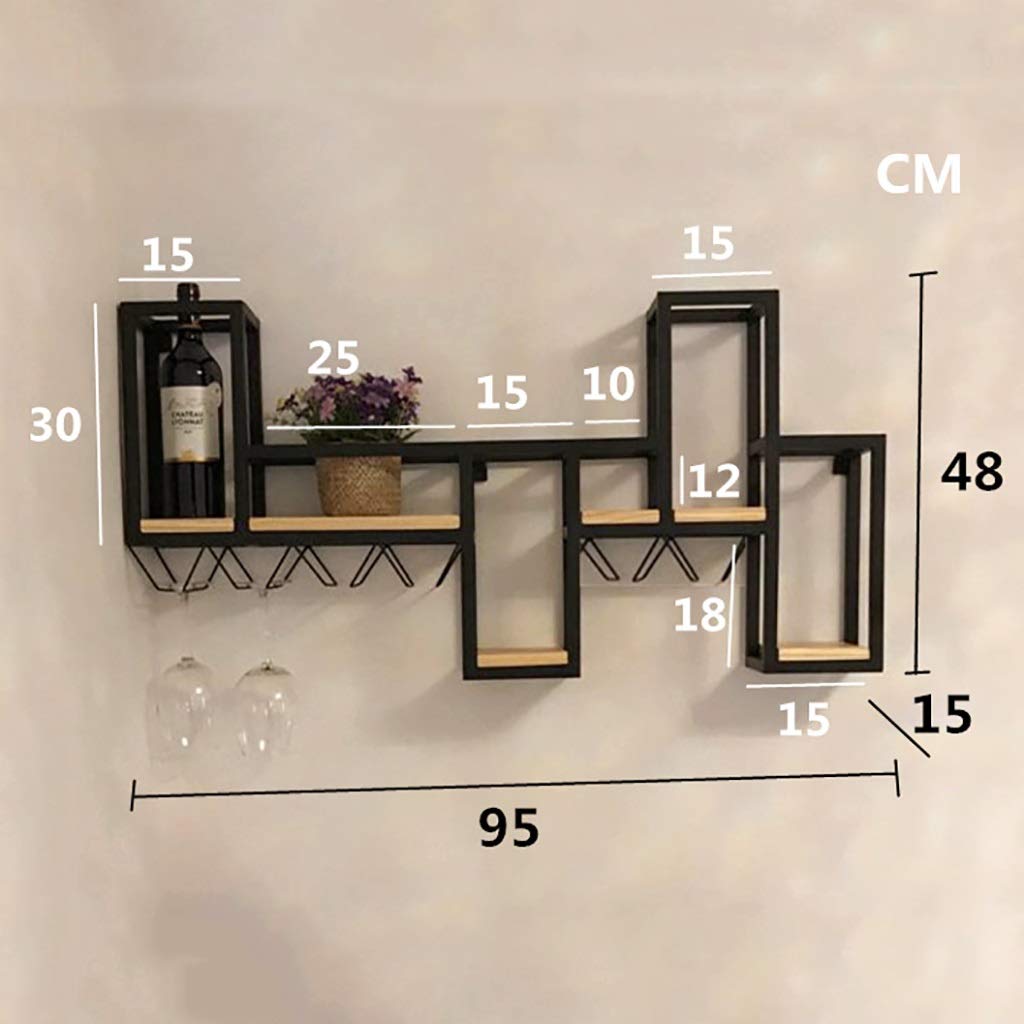 Solid Wood & Wrought Iron Wall-Mounted Wine Rack - Creative Upside Down Wine Glass Holder for Kitchen, Bar, Dining Room & Home Decor