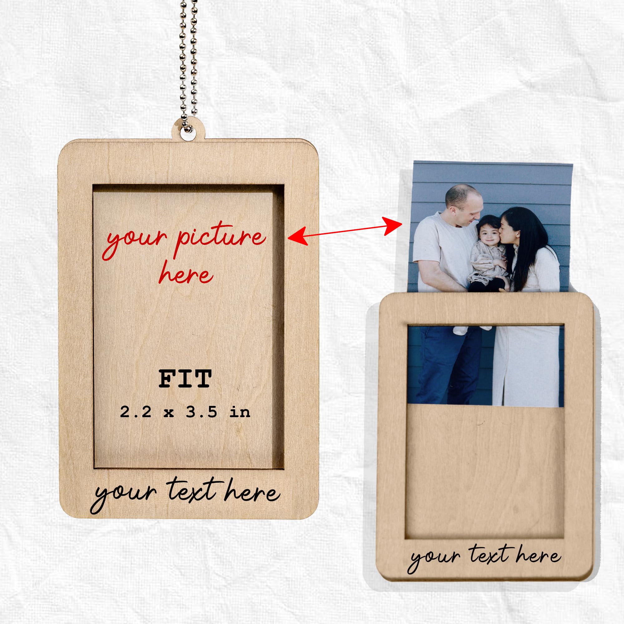 Personalized Car Hanging Photo Frame - Custom Rear View Mirror Accessory for Valentine's Gift (Him/Her) - Drive Safe Car Ornament with Picture Holder - Perfect for Road Trips, Commuting & Anniversary Presents