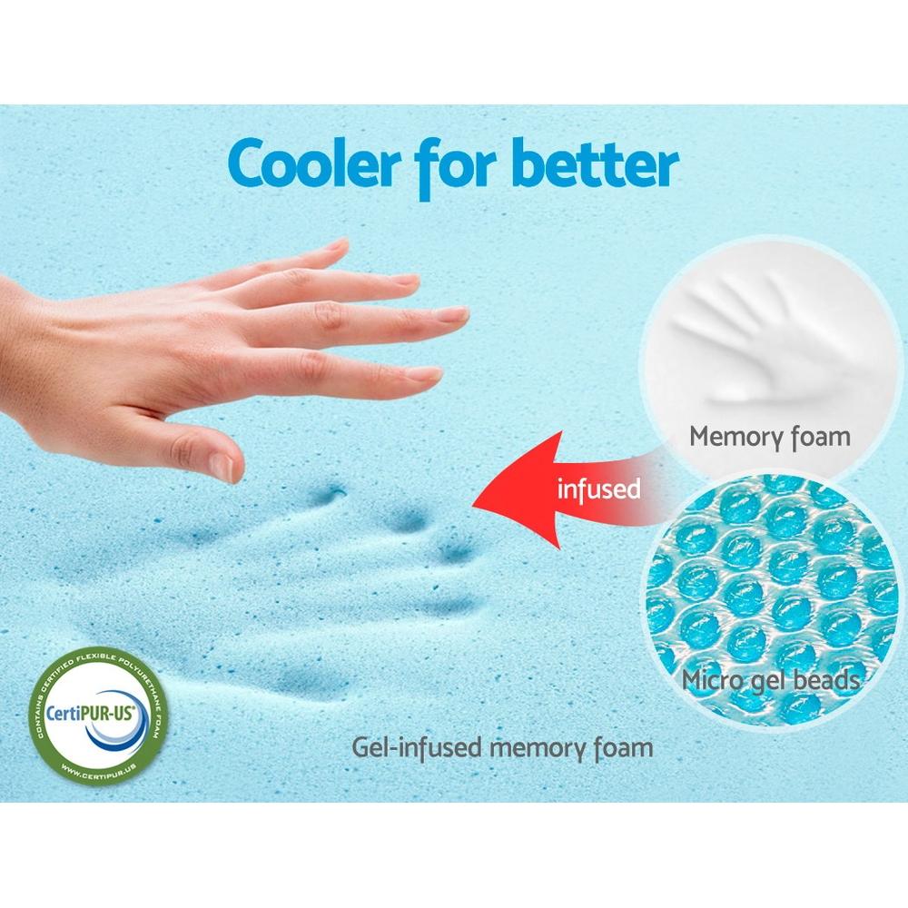 Cool Gel Memory Foam Mattress King Single Size - Pressure Relief & Cooling Sleep Support for Back Pain, Hot Sleepers - Perfect for Bedroom, Guest Room & Dorm Use