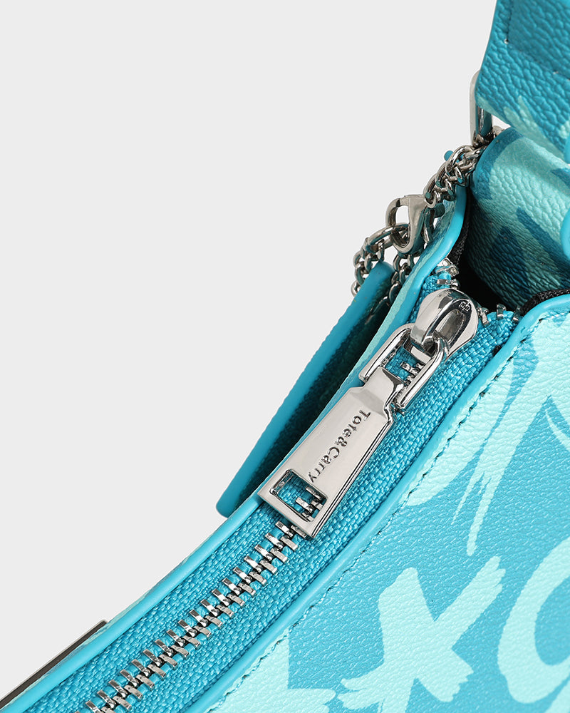 Blue Graffiti Shoulder Bag - Trendy Crossbody Purse for Women & Men - Perfect for Streetwear, Travel & Everyday Use