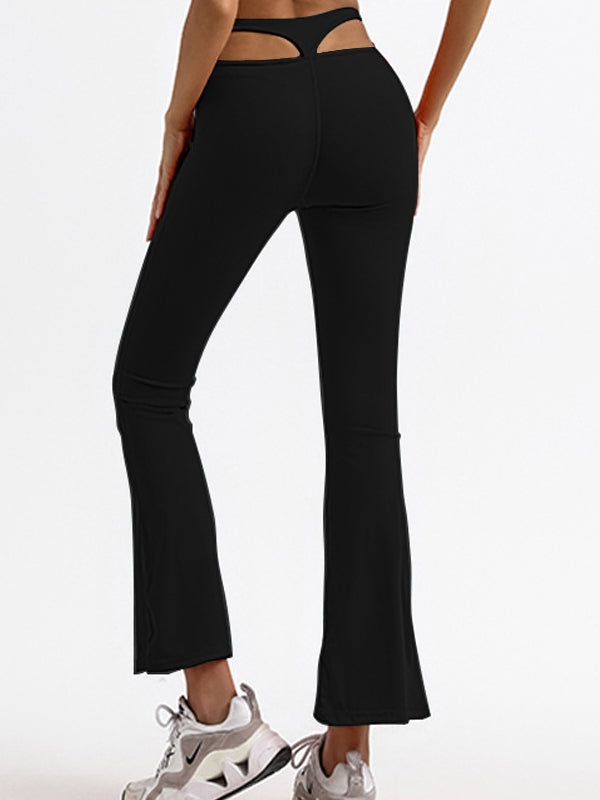 ZASUWA Women's Unique Cutout Flare Leggings - High Waist Yoga Pants for Workout, Dance & Casual Wear